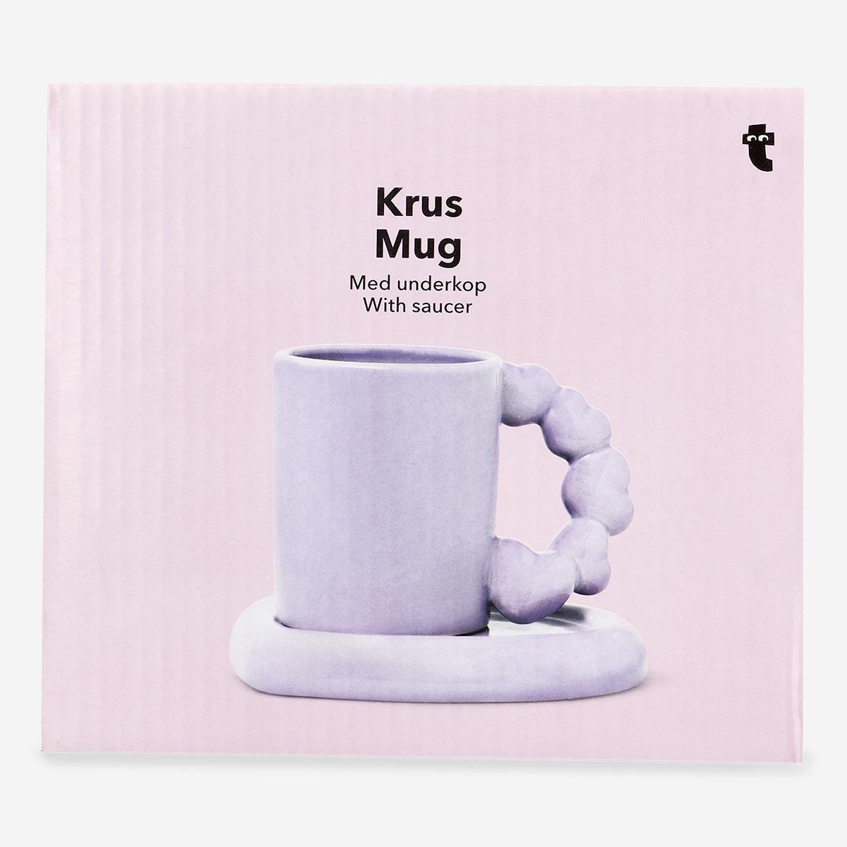 Purple bubble handle mug and heart shaped saucer - 300 ml