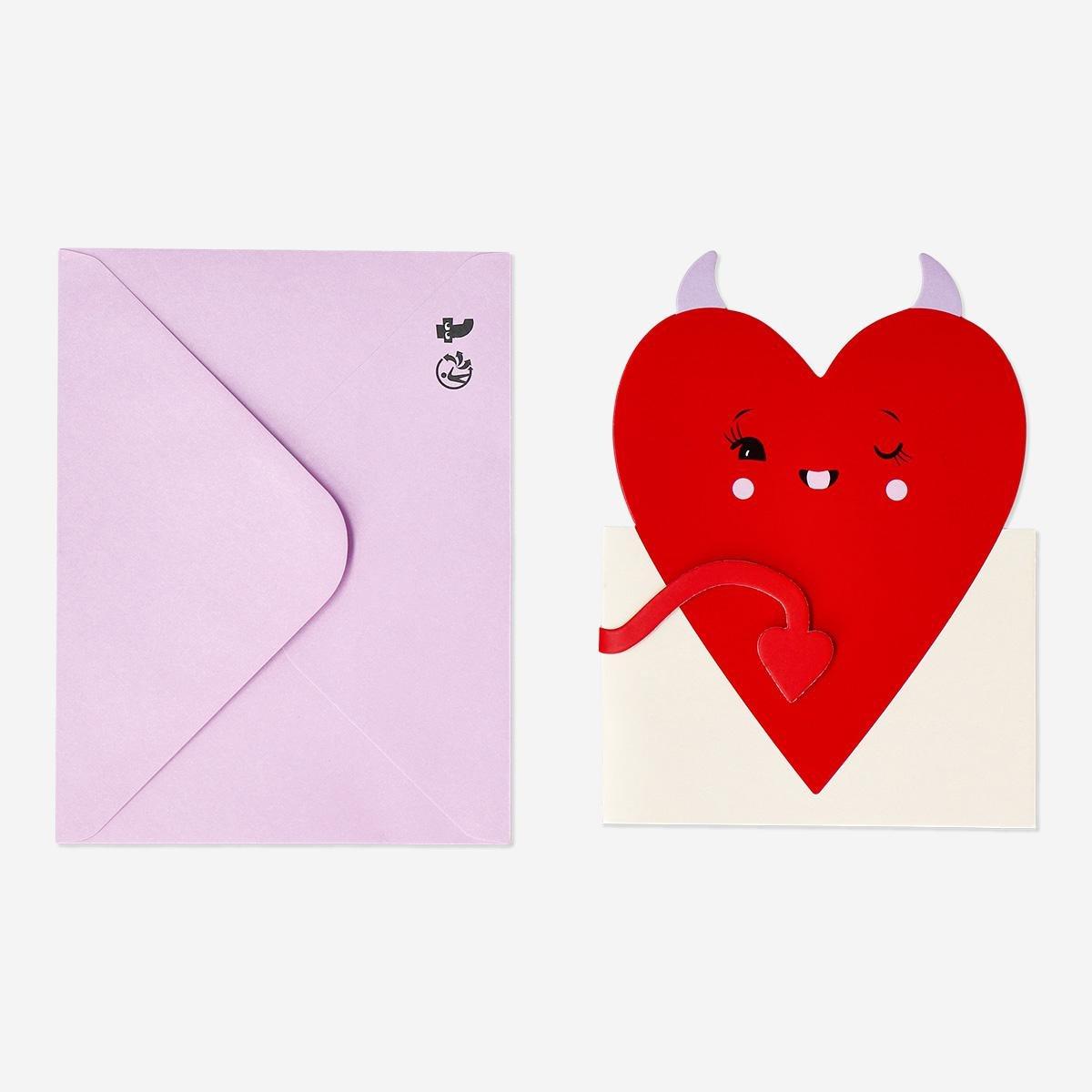 Pink cupid valentines envelope card