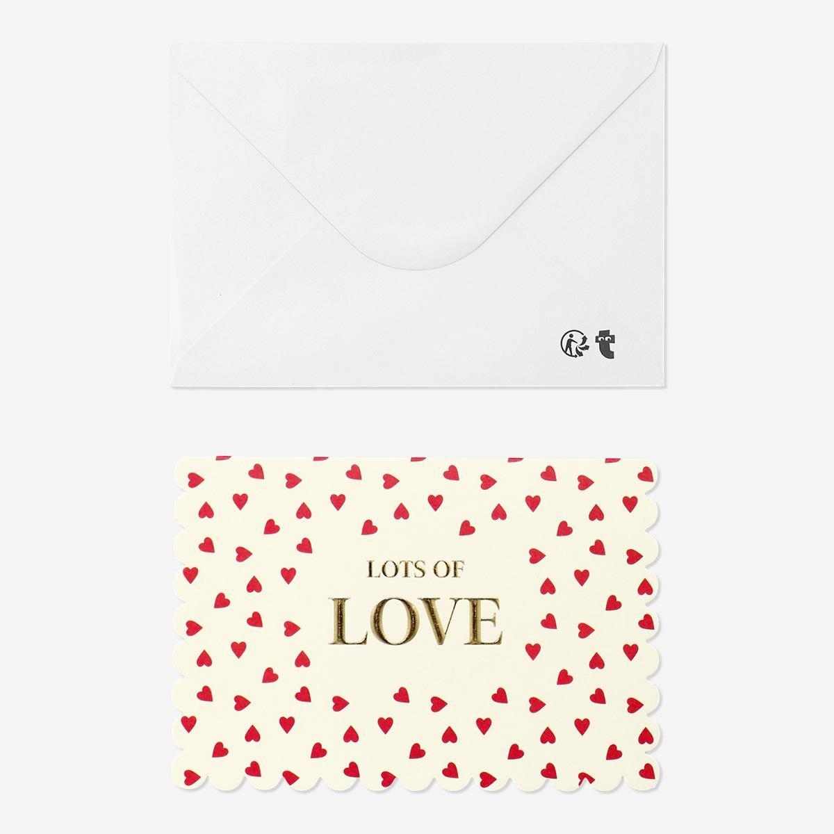 Multicolour hearts and envelope card