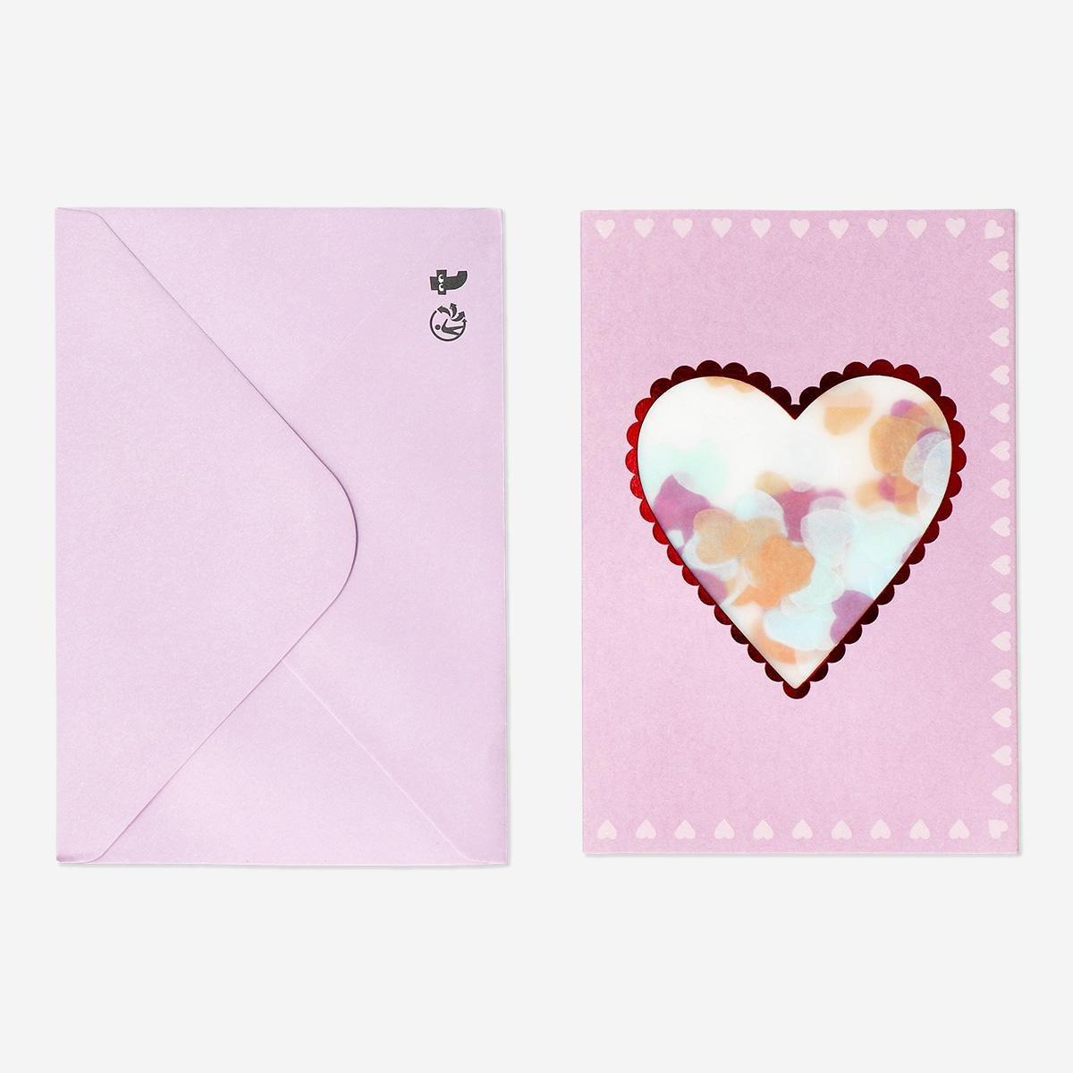 Purple confetti and envelope card