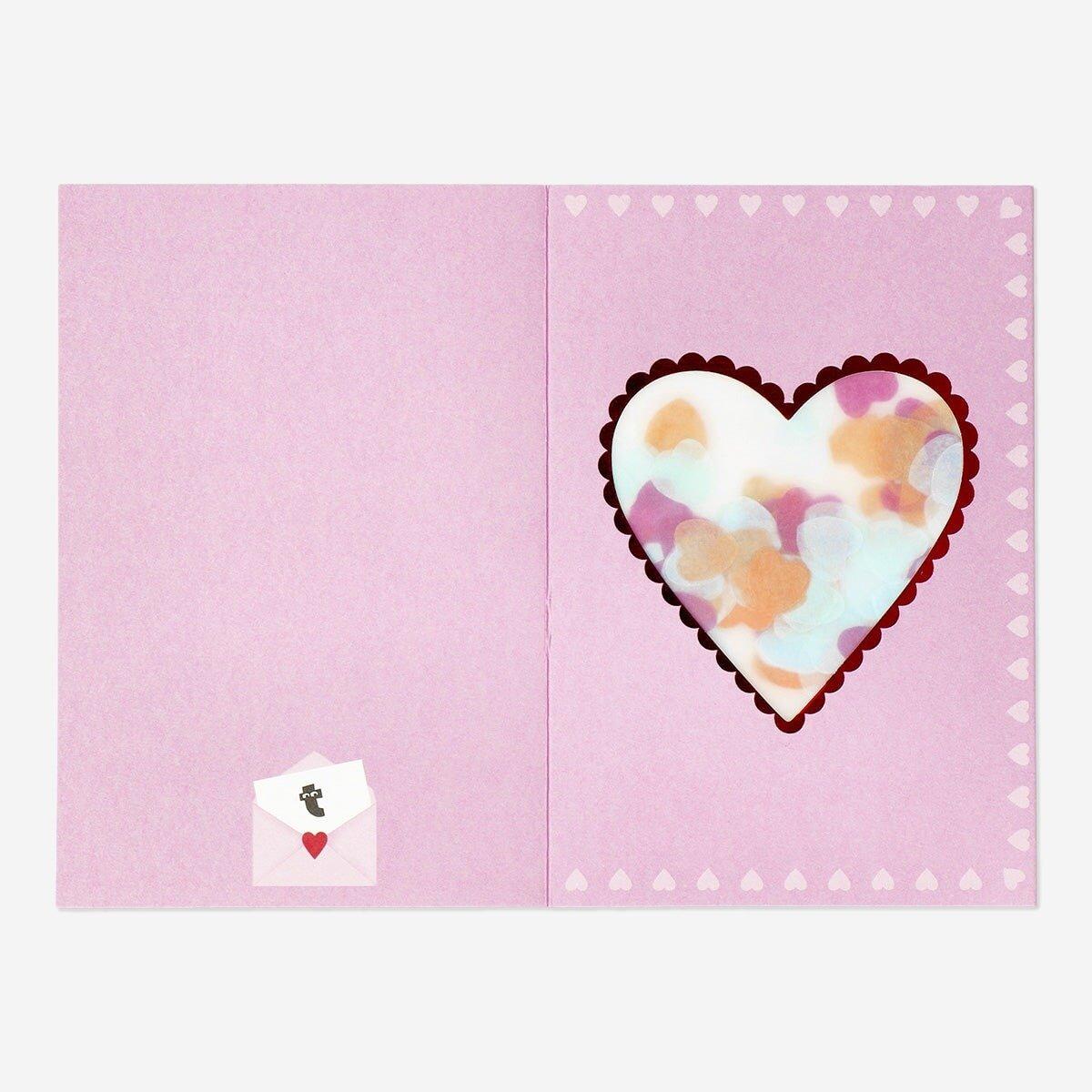 Purple confetti and envelope card