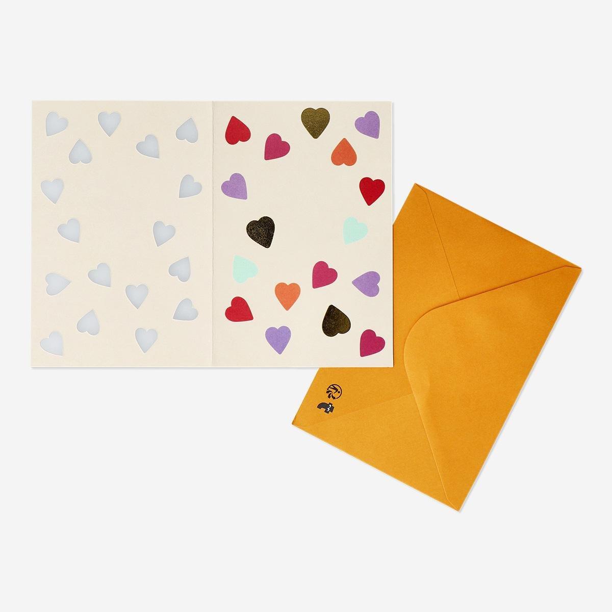Multicolour cut-out balloons birthday card and envelope