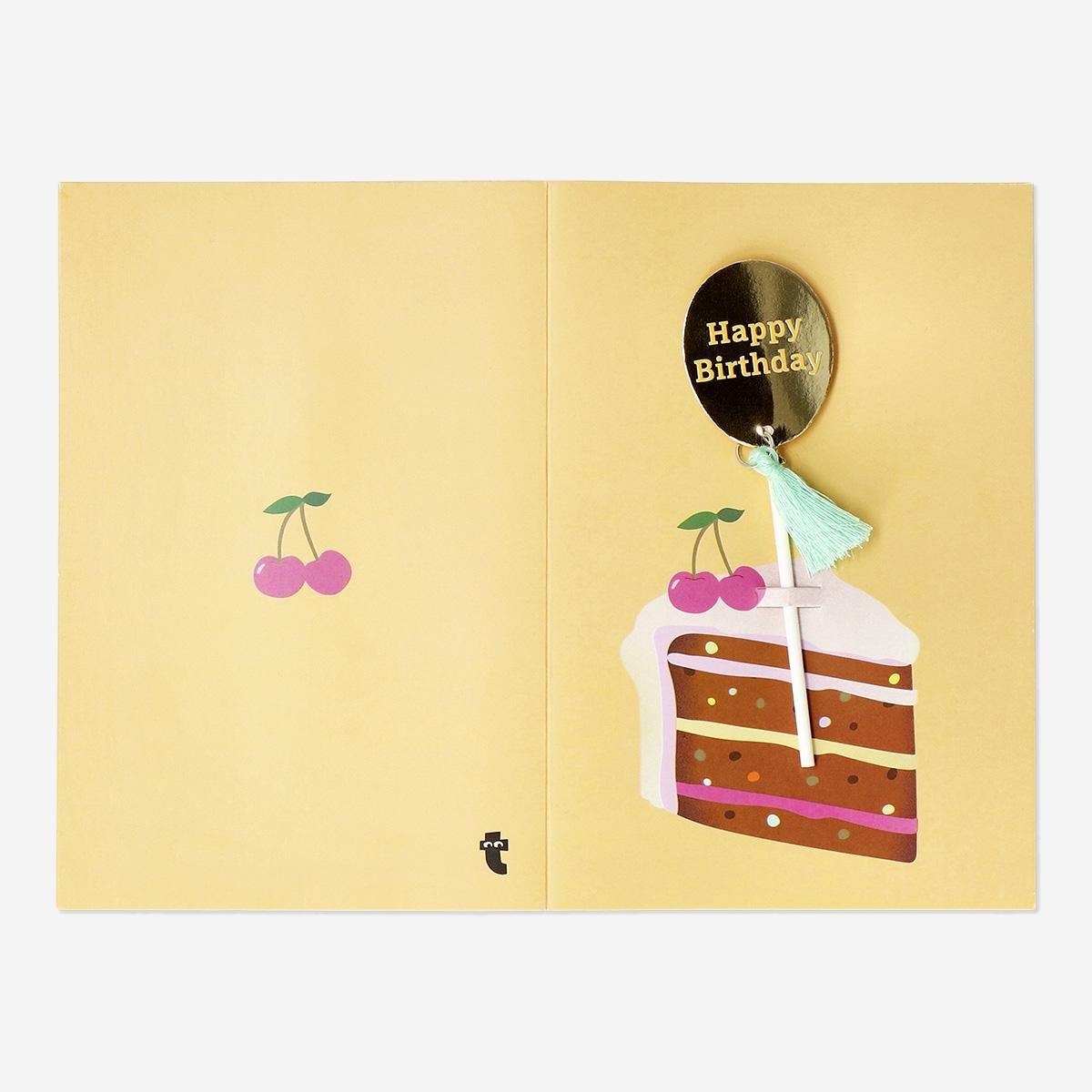Multicolour tassel birthday cake card and envelope