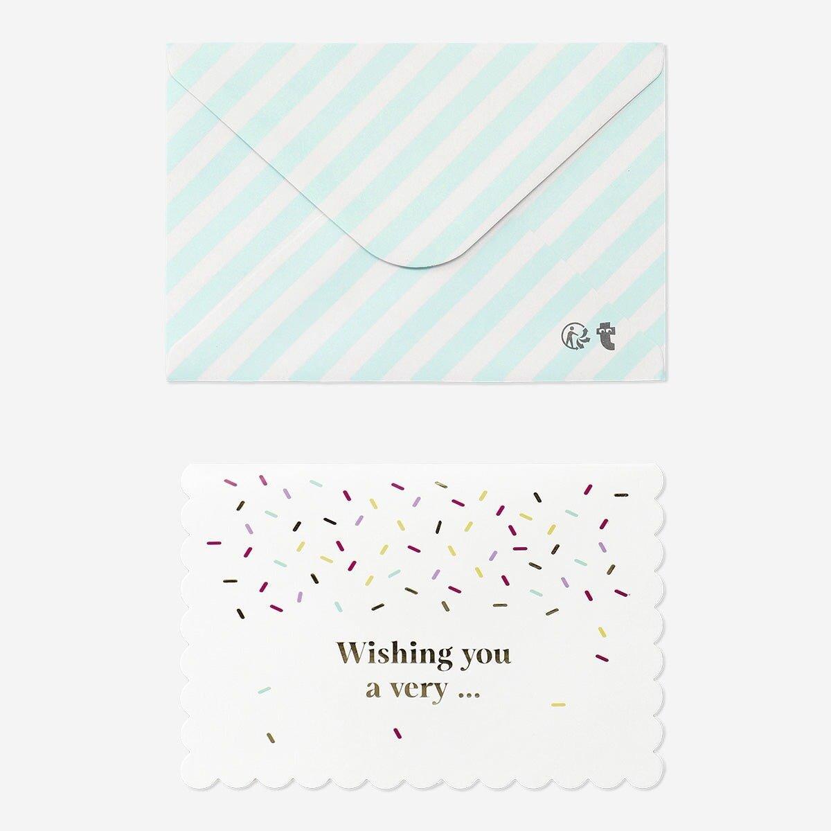 Multicolour birthday cake pop-up card with envelope
