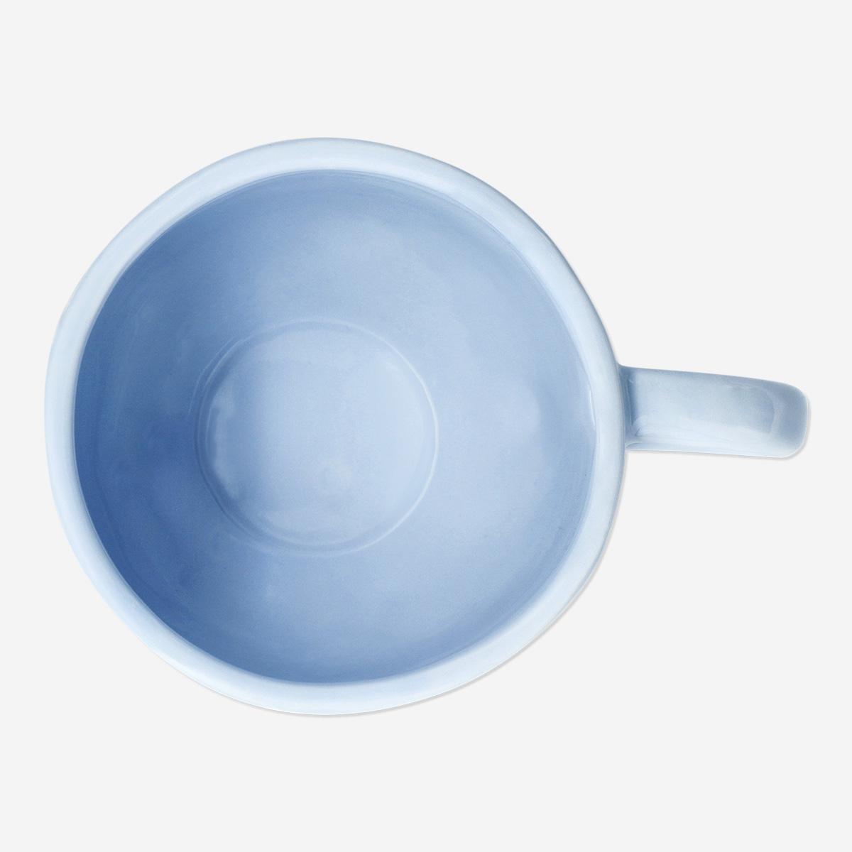 Blue mug with white flowers - 400 ml