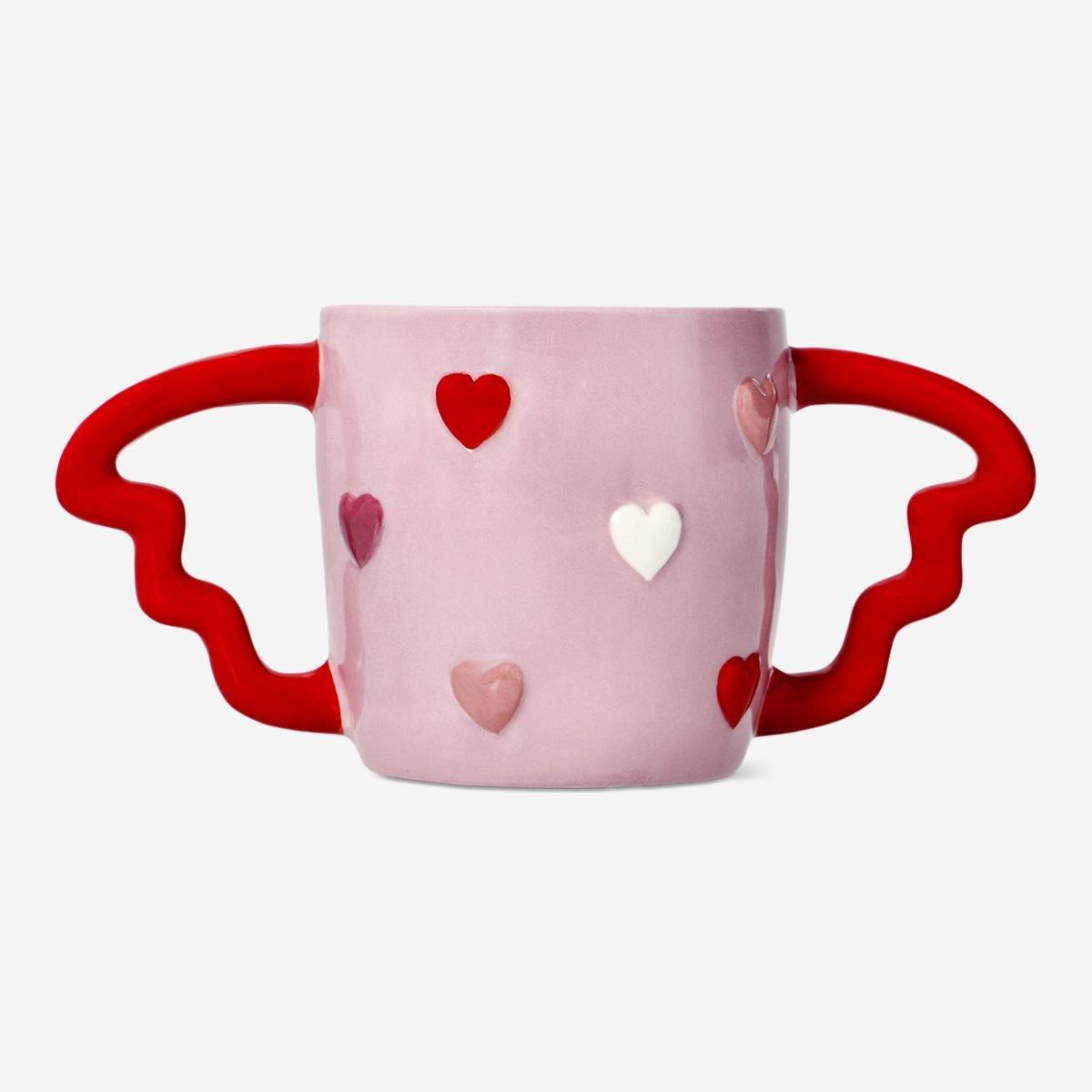 Multicolour mug with embossed hearts - 310 ml