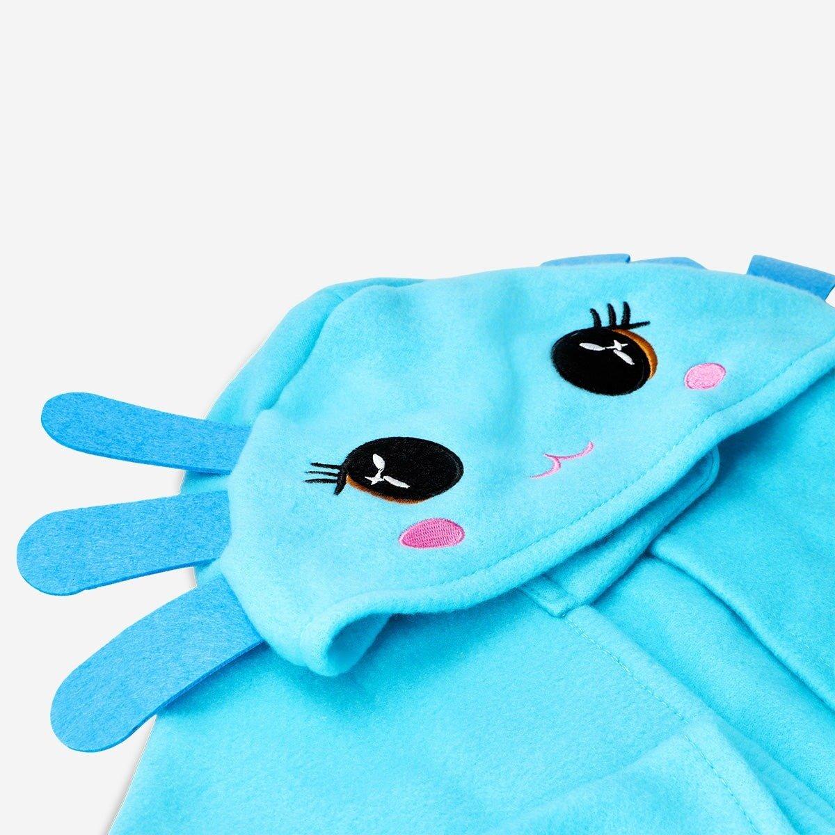 Blue axolotl cape costume for kids - one size