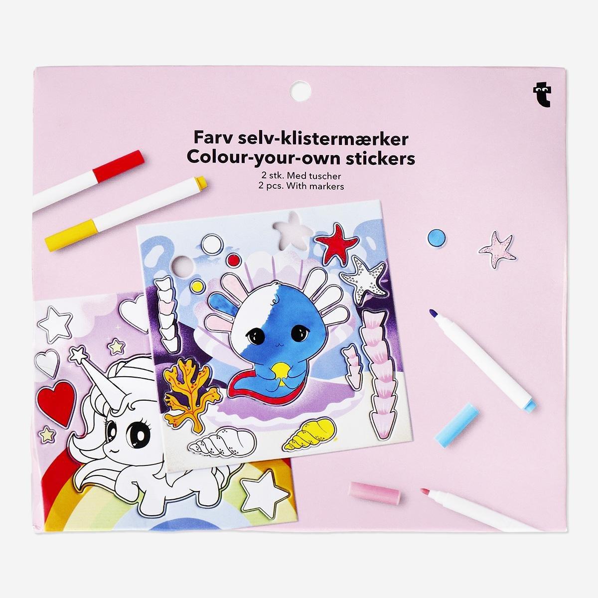 Multicolour diy inflated stickers with markers