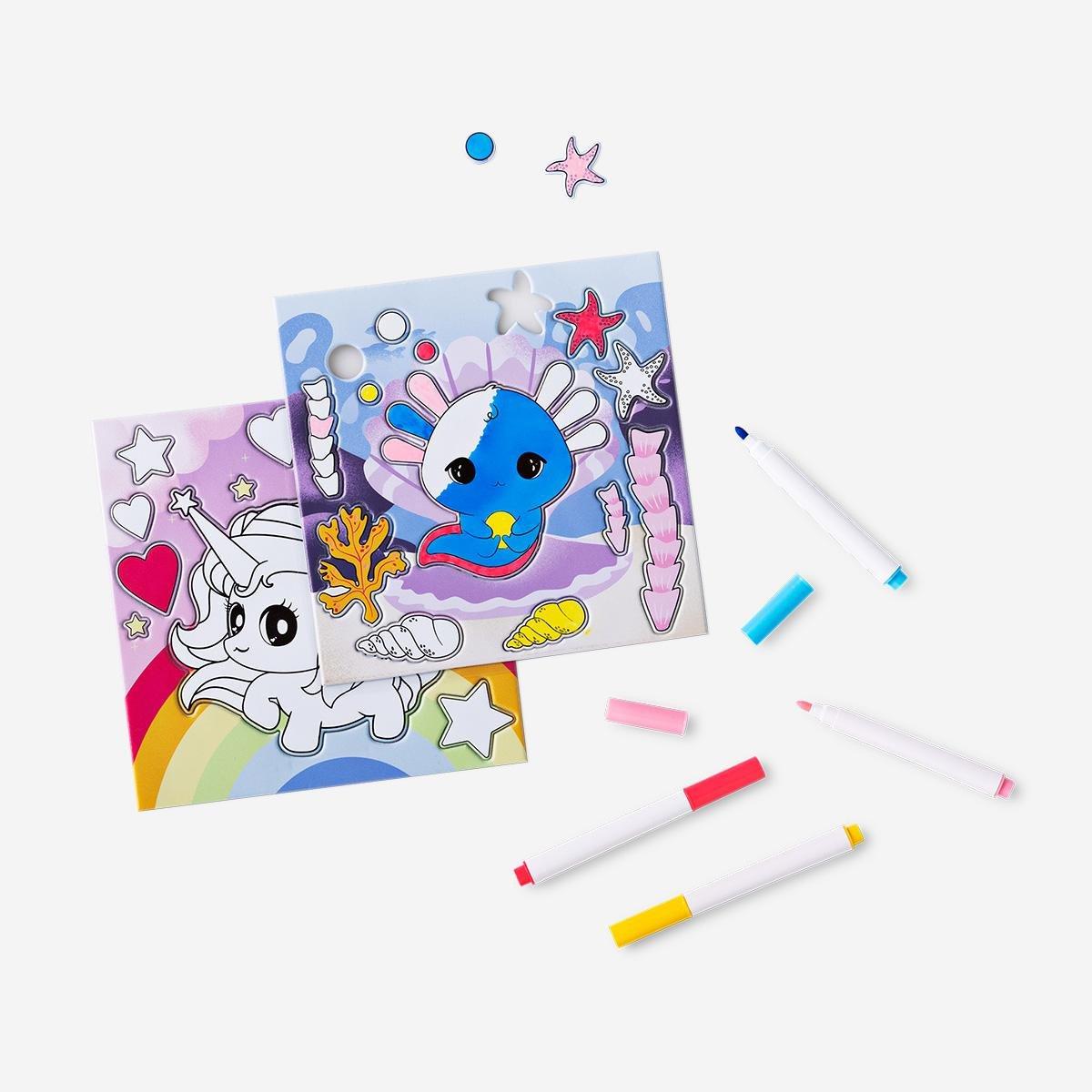 Multicolour diy inflated stickers with markers