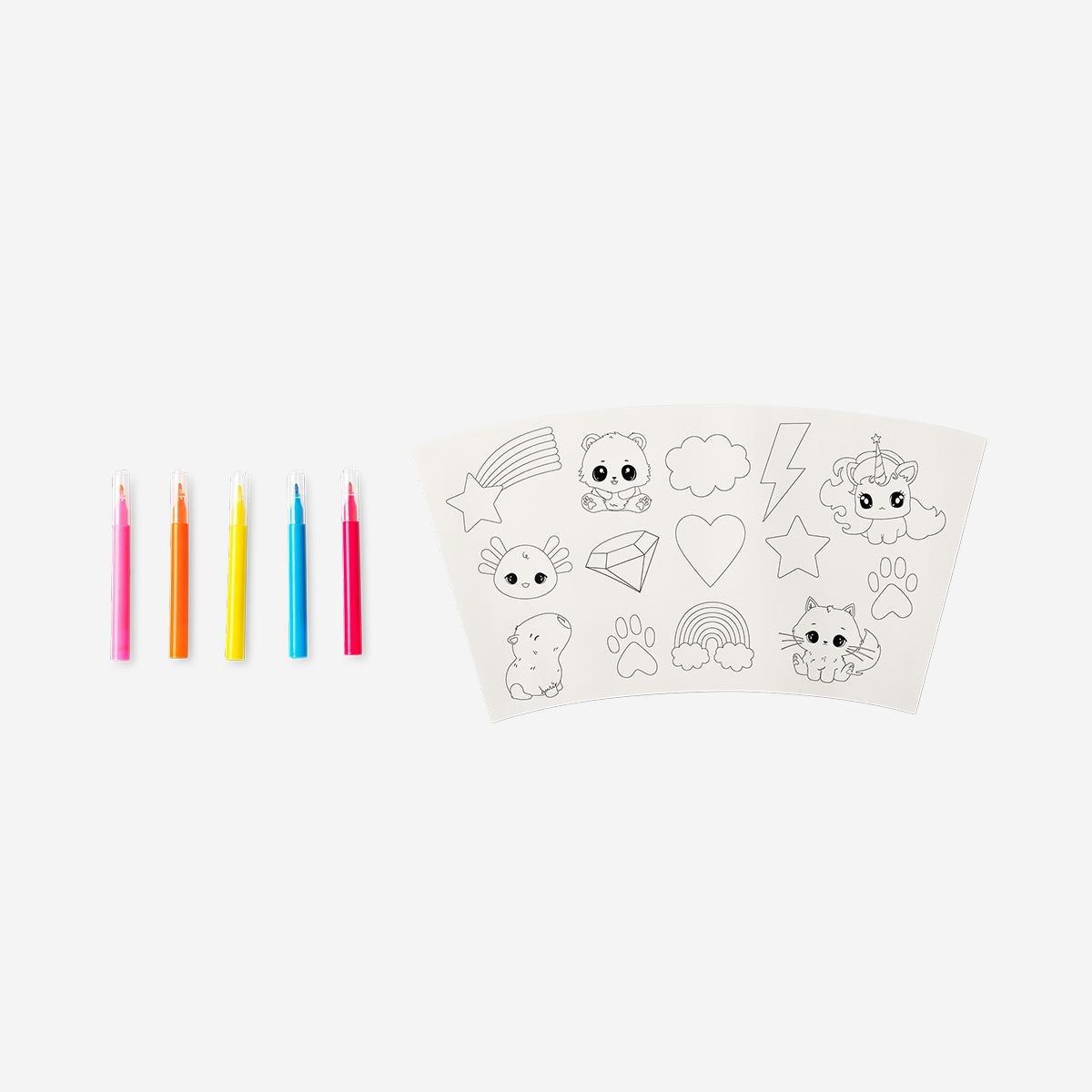 Multicolour markers and stickers diy portable mug