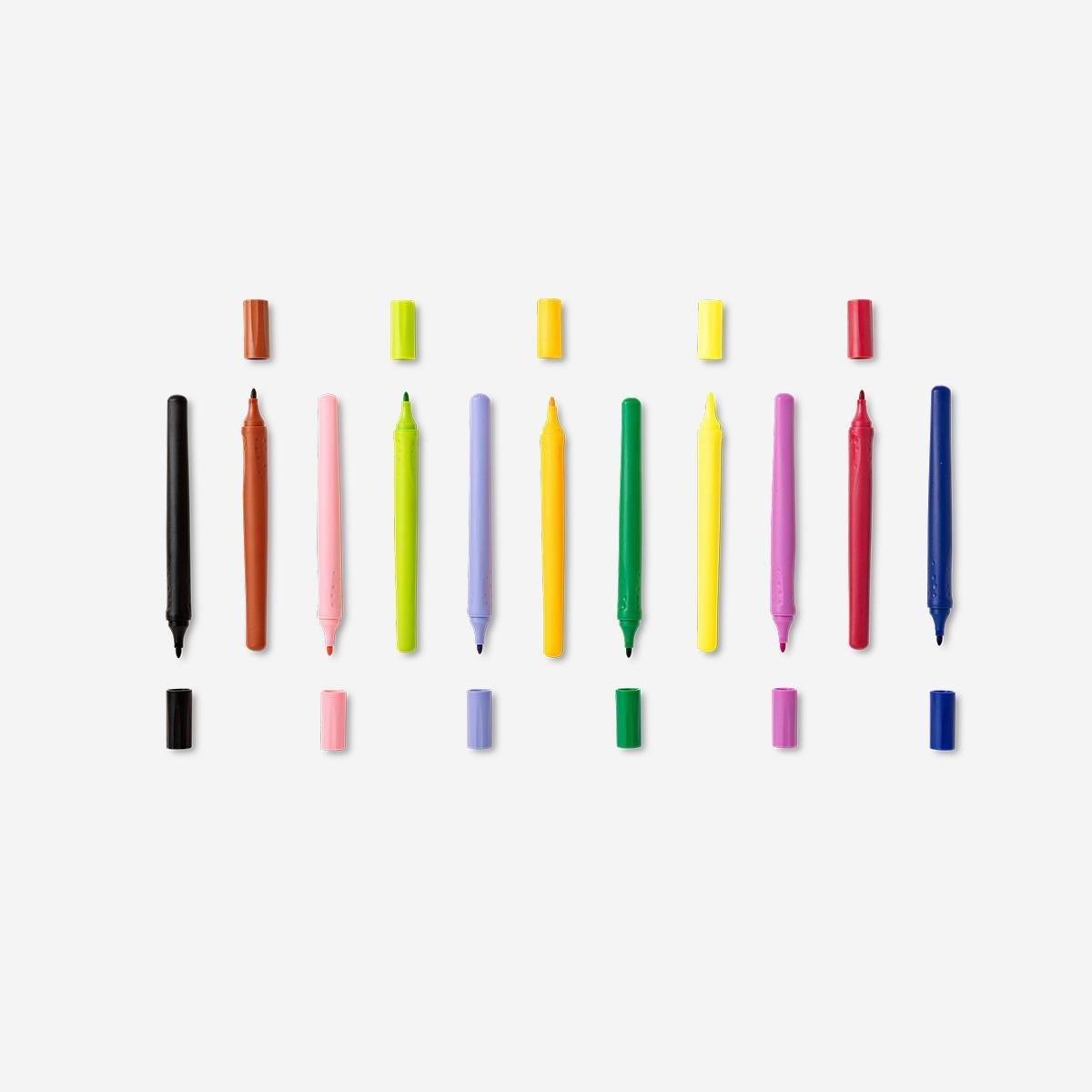 Multicolour set of dual felt-tip pens - 32 pcs