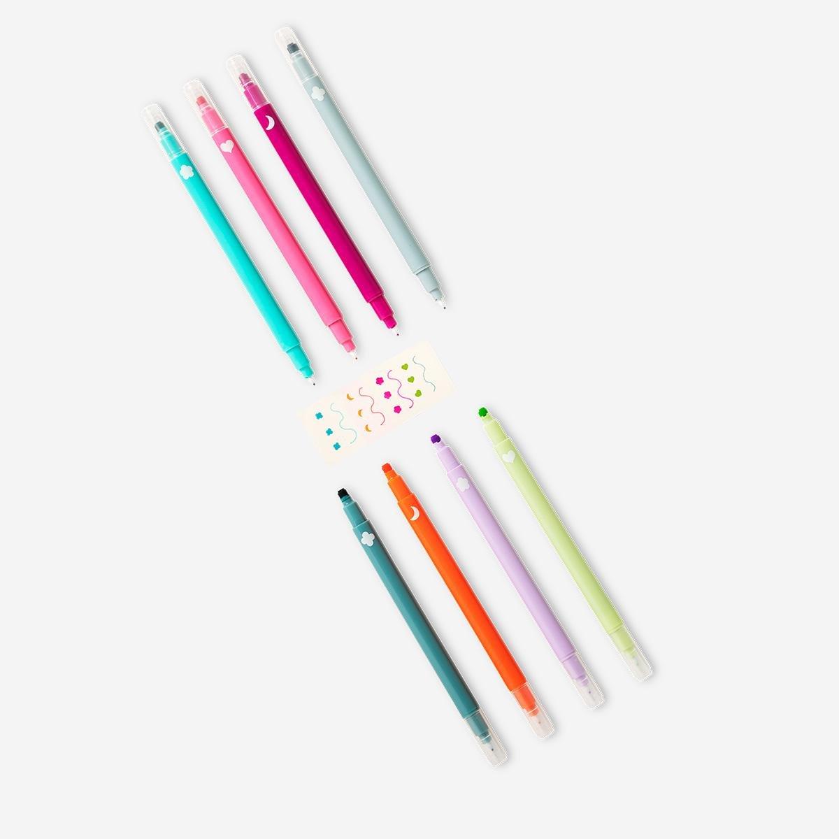 Multicolour fine liners and stamps dual-tip markers - 12 pcs
