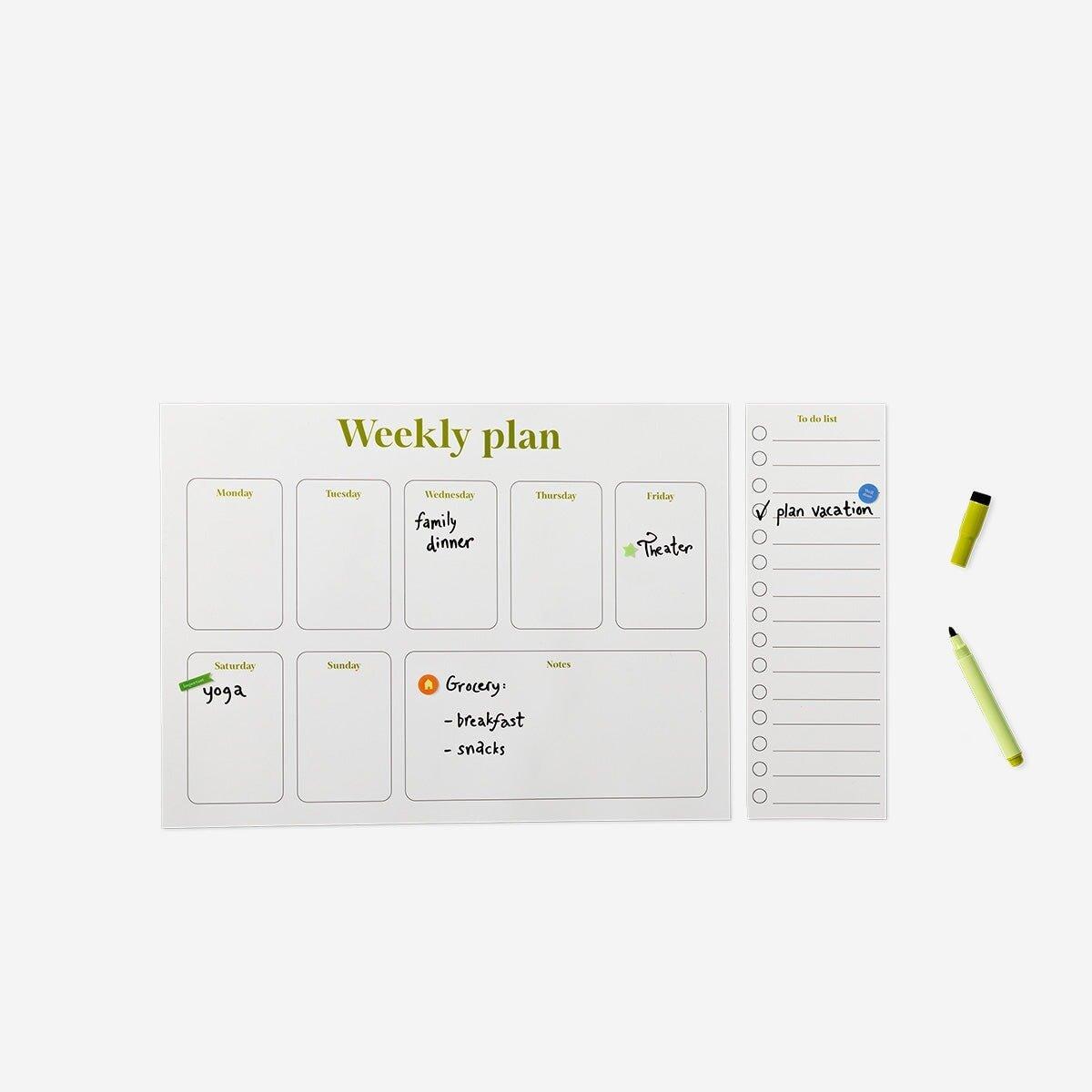 Multicolour stickers and marker sticky planner pad - english