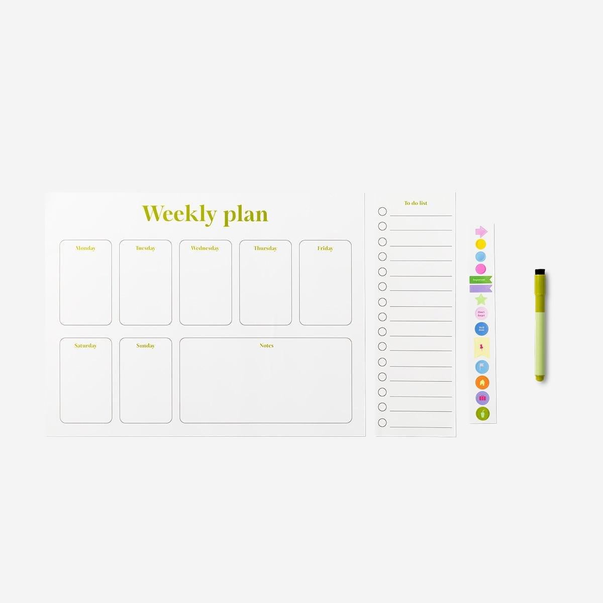 Multicolour stickers and marker sticky planner pad - english