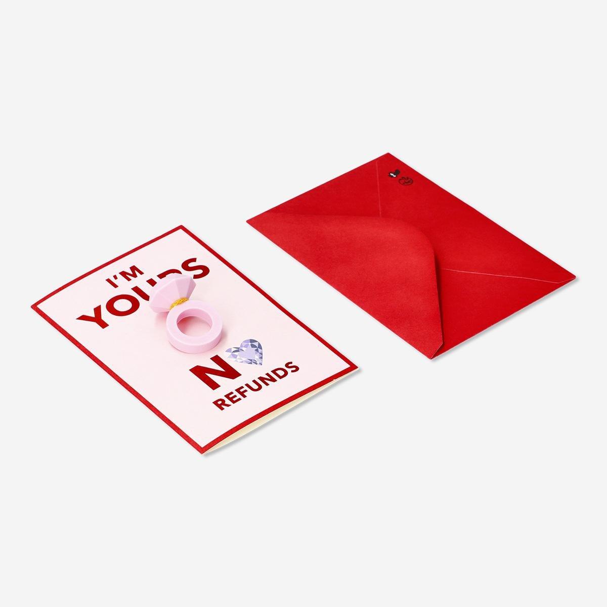 Red card with ring and envelope