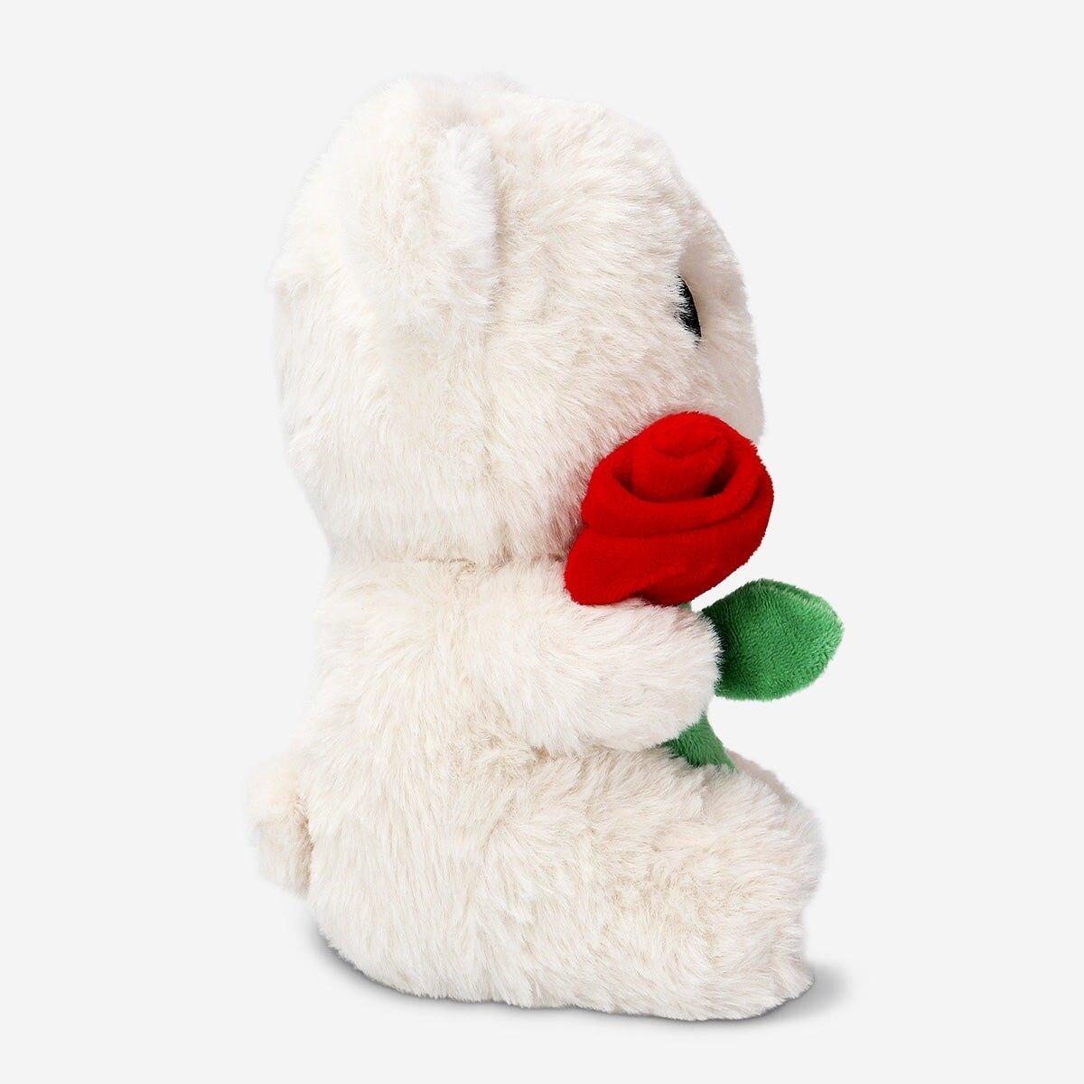 White Teddy Bear With Rose
