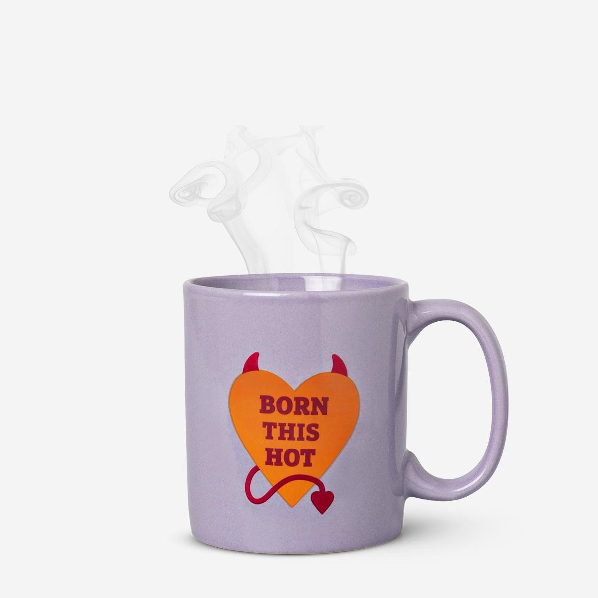 Purple magic colour changing mug with lips