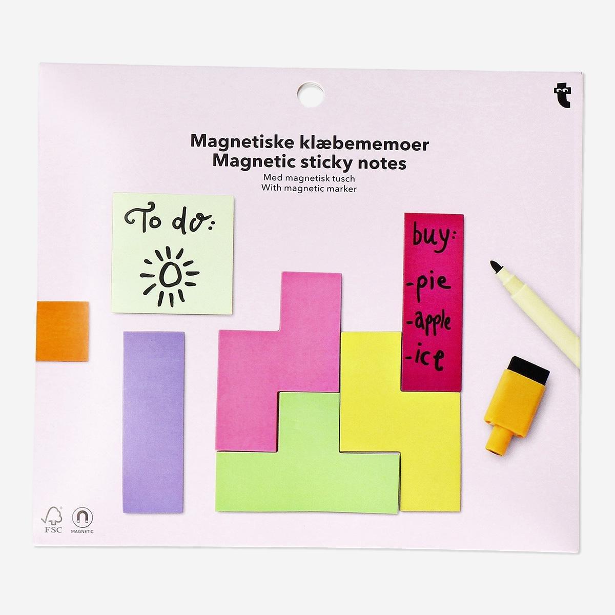 Multicolour magnetic sticky notes with magnetic marker