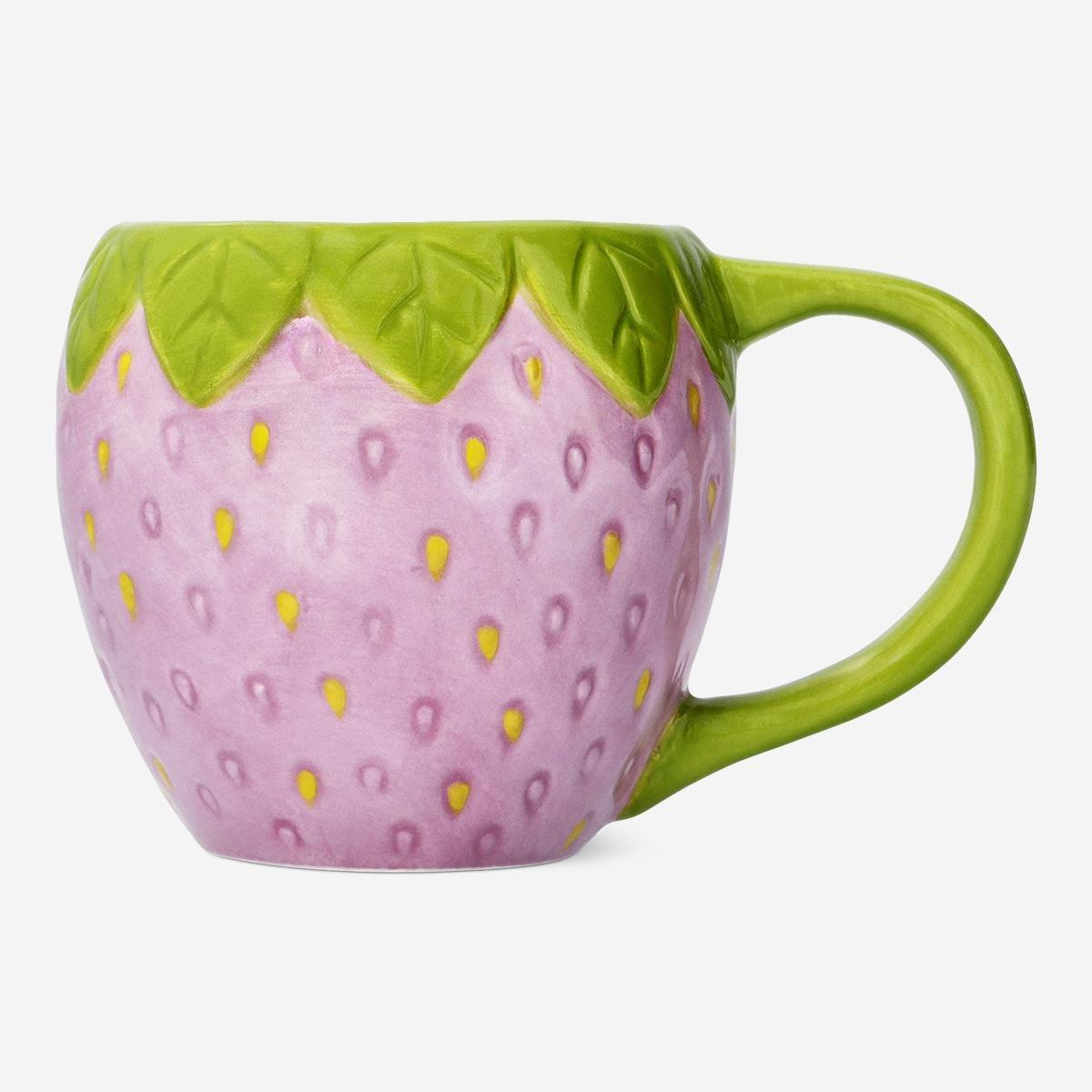 Multicolour mug with pink strawberries - 400 ml