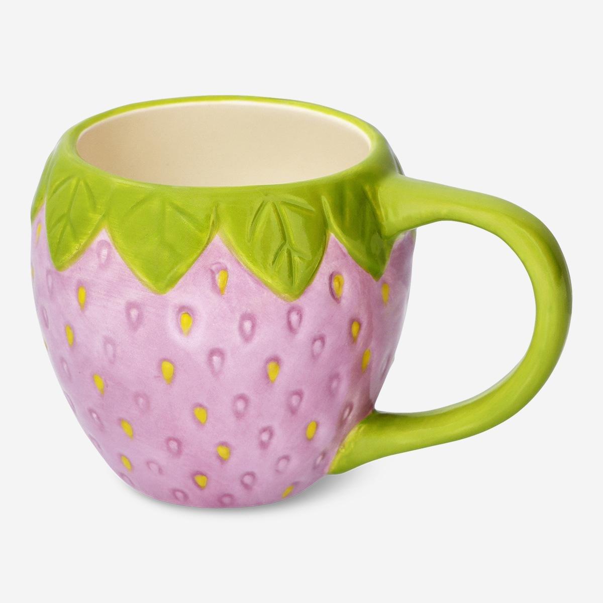 Multicolour mug with pink strawberries - 400 ml