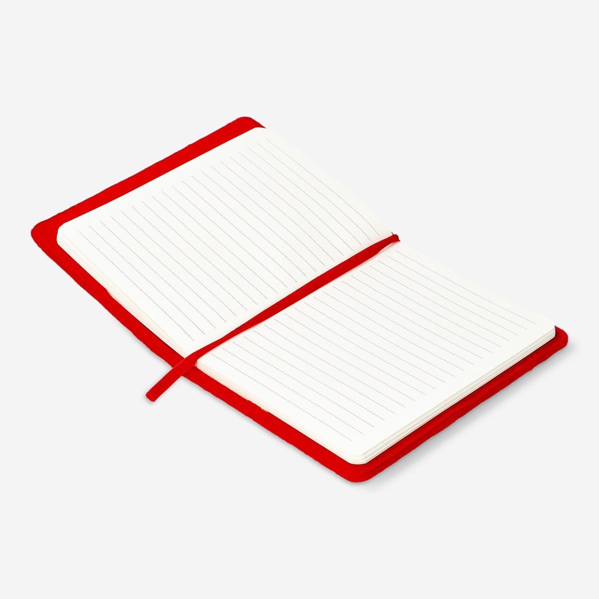 Red notebook with reusable cover with bow
