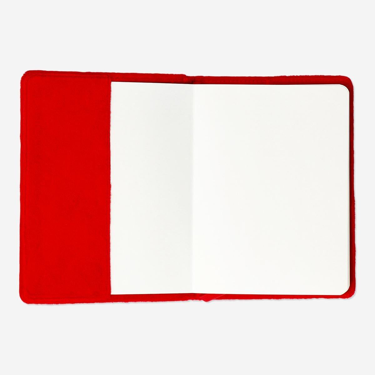 Red notebook with reusable cover with bow