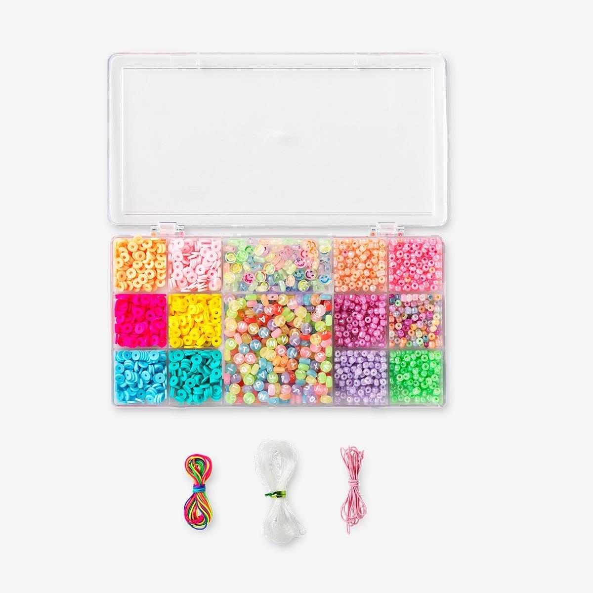 Multicolour bead set with string