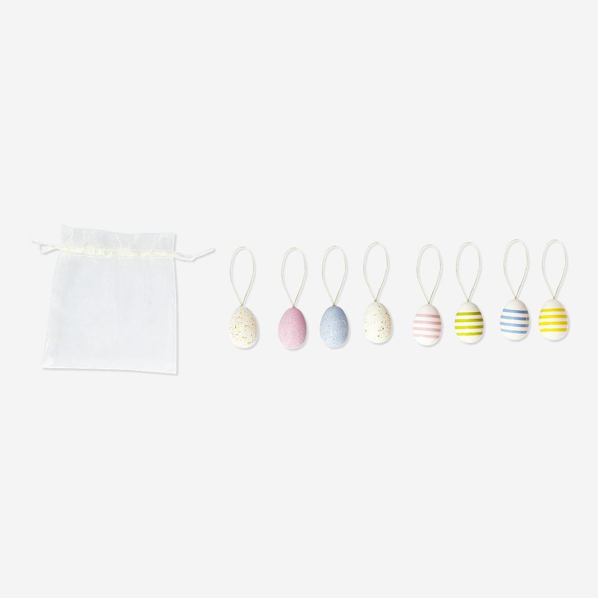 Multicolour Stripes And Dots Easter Egg Ornaments - 6 Pcs