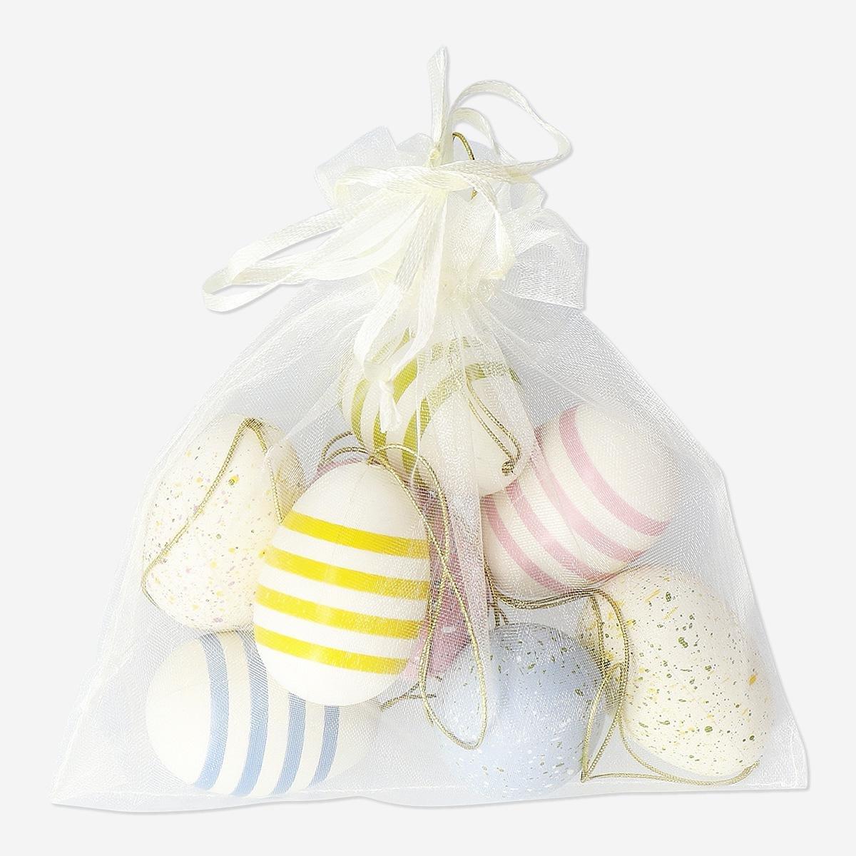 Multicolour Stripes And Dots Easter Egg Ornaments - 6 Pcs