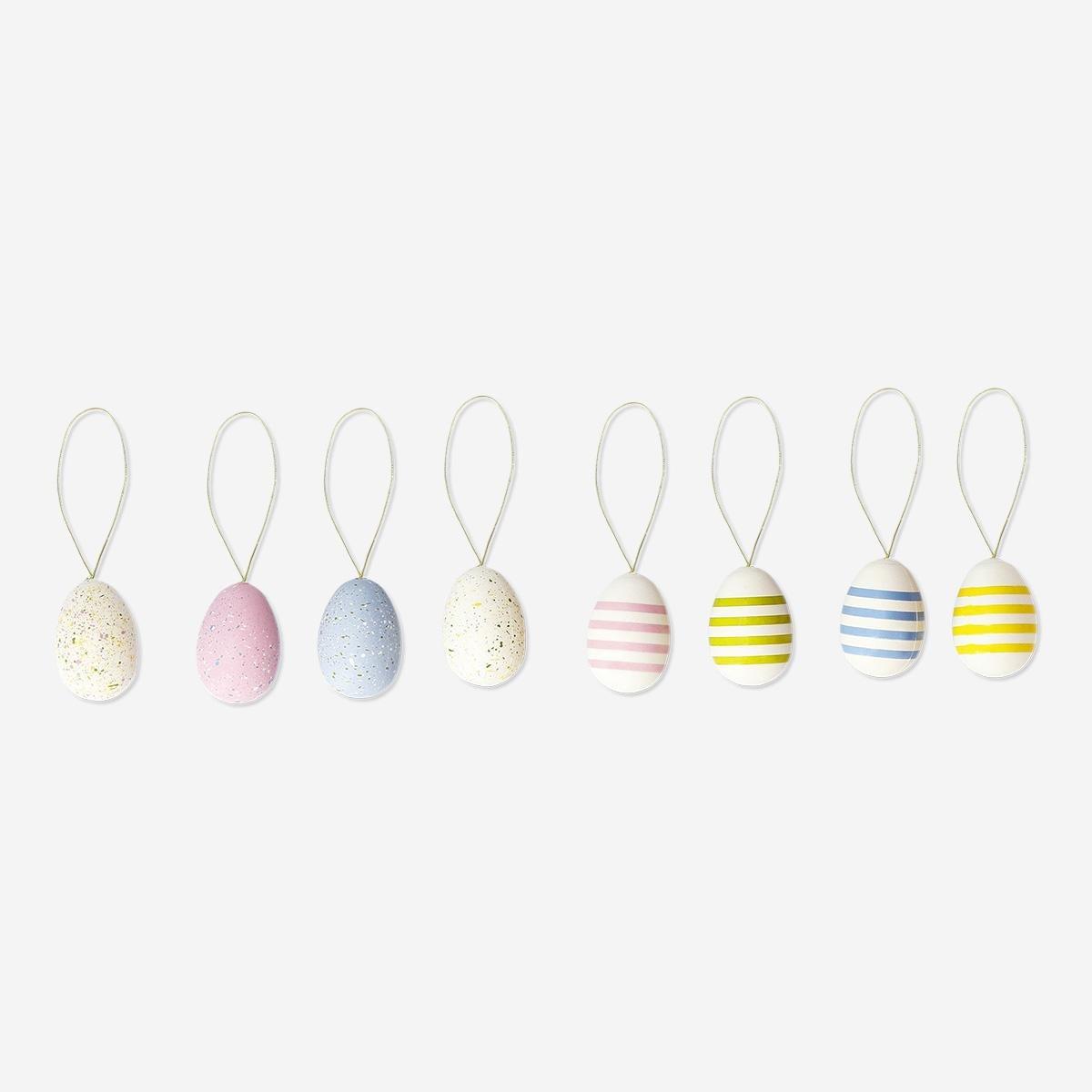 Multicolour Stripes And Dots Easter Egg Ornaments - 6 Pcs