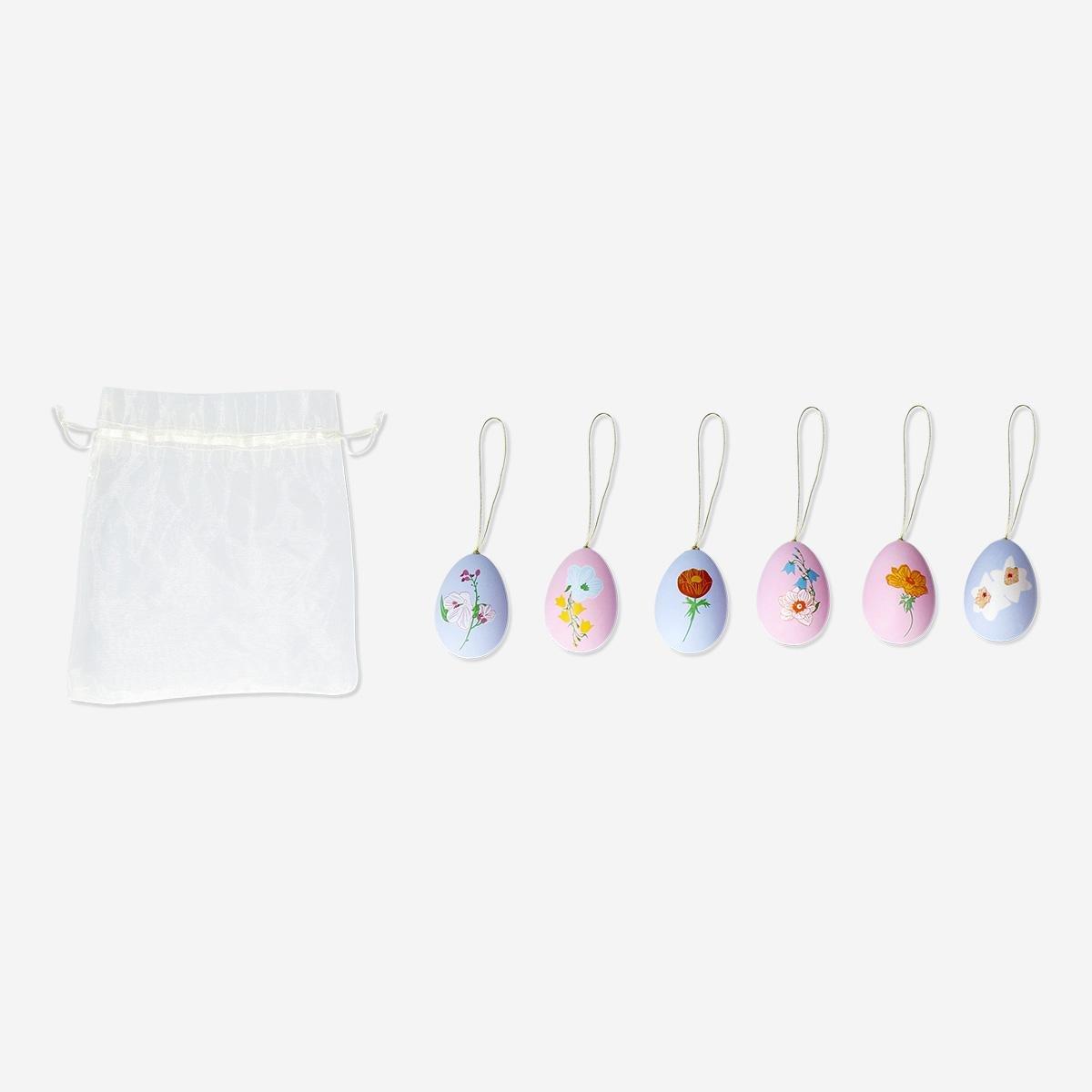 Multicolour Floral Easter Egg Ornaments - 6 Pcs