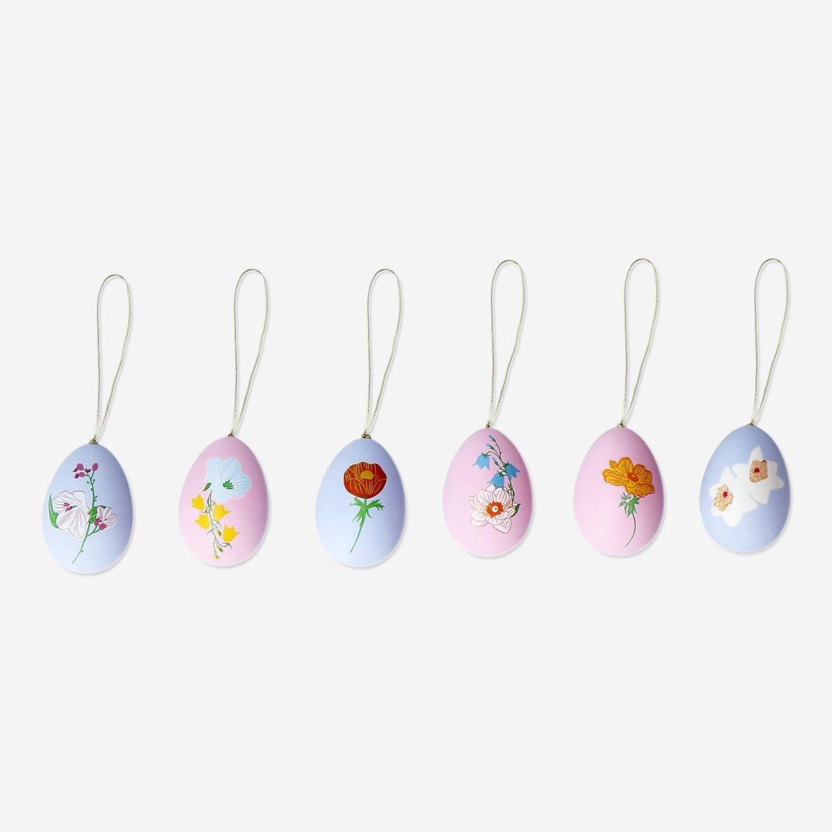 Multicolour Floral Easter Egg Ornaments - 6 Pcs