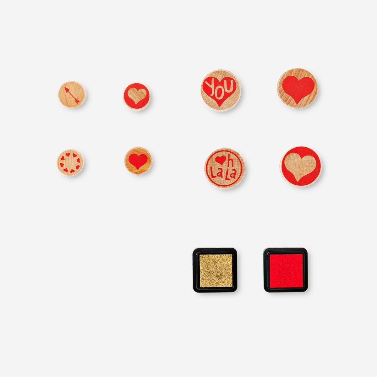 Red valentine's stamp set - 8 pcs