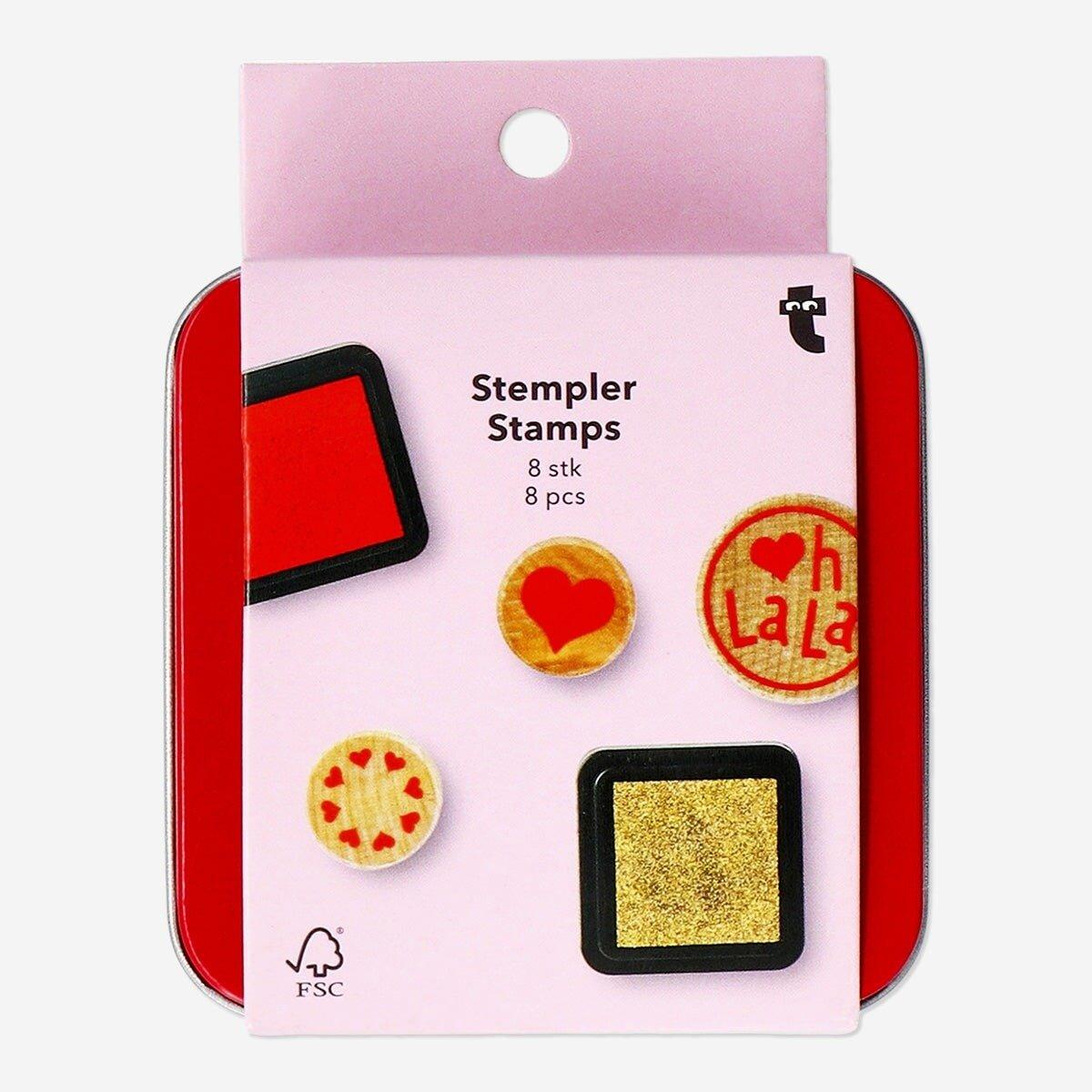 Red valentine's stamp set - 8 pcs
