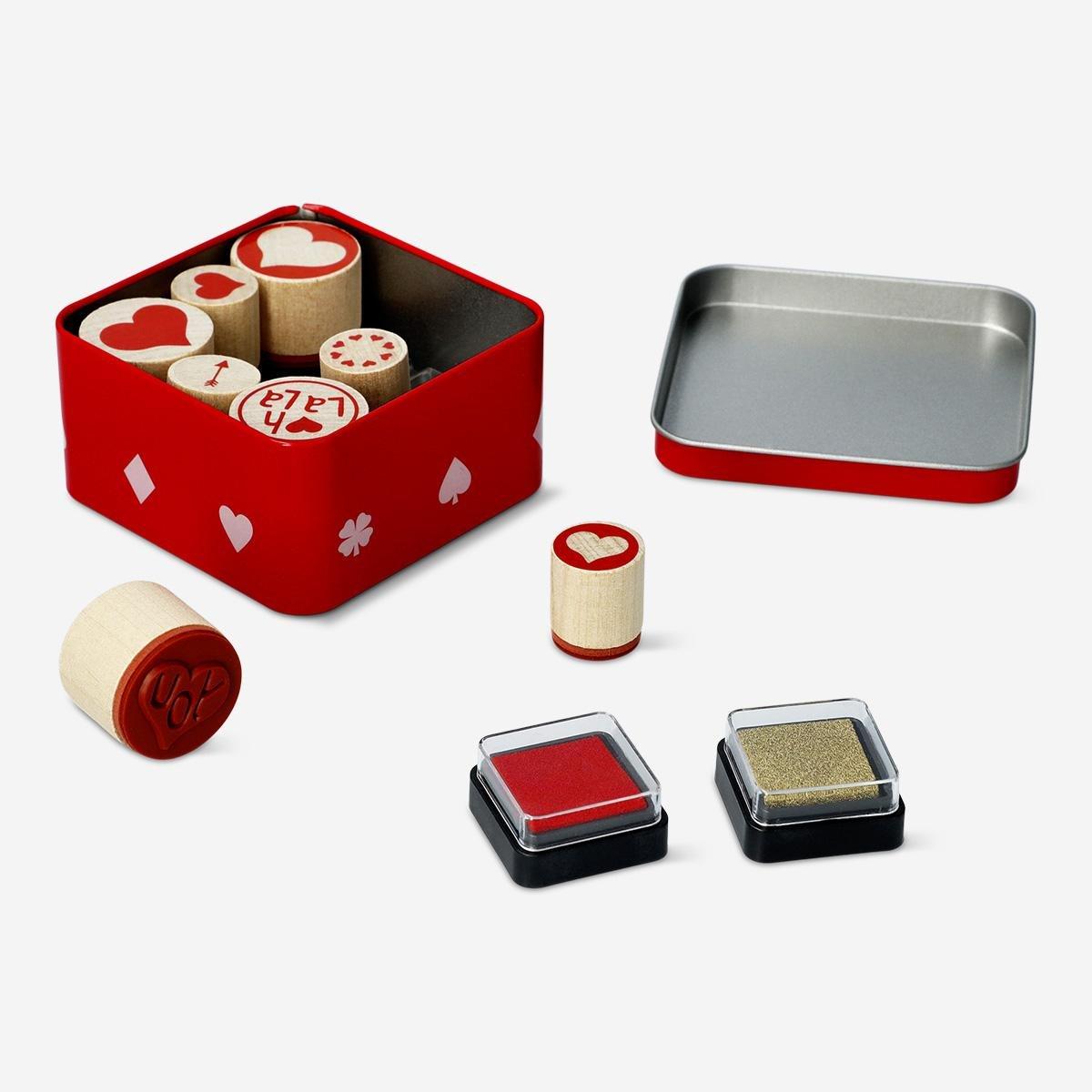 Red valentine's stamp set - 8 pcs