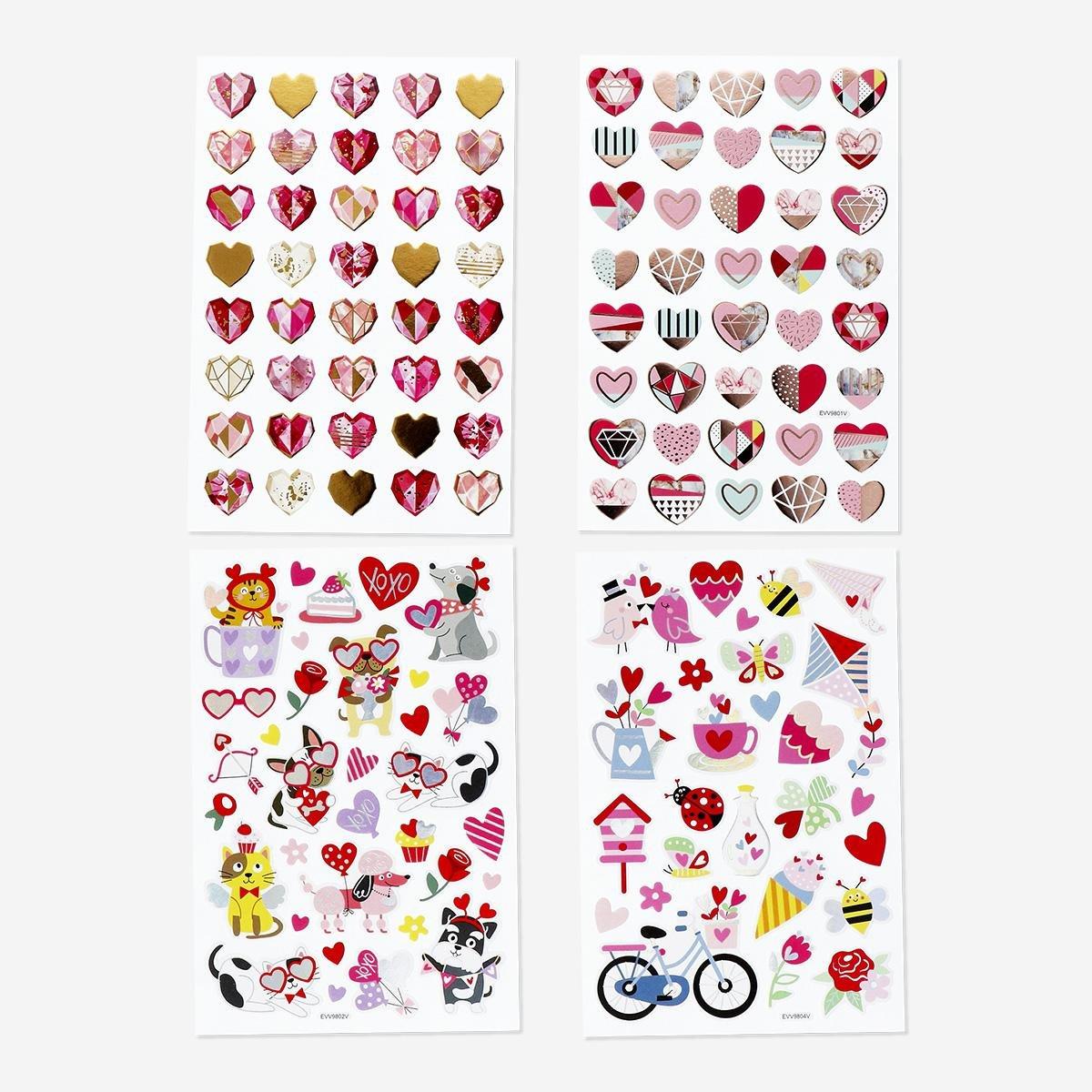 Multicolour valentine's sticker sheets
