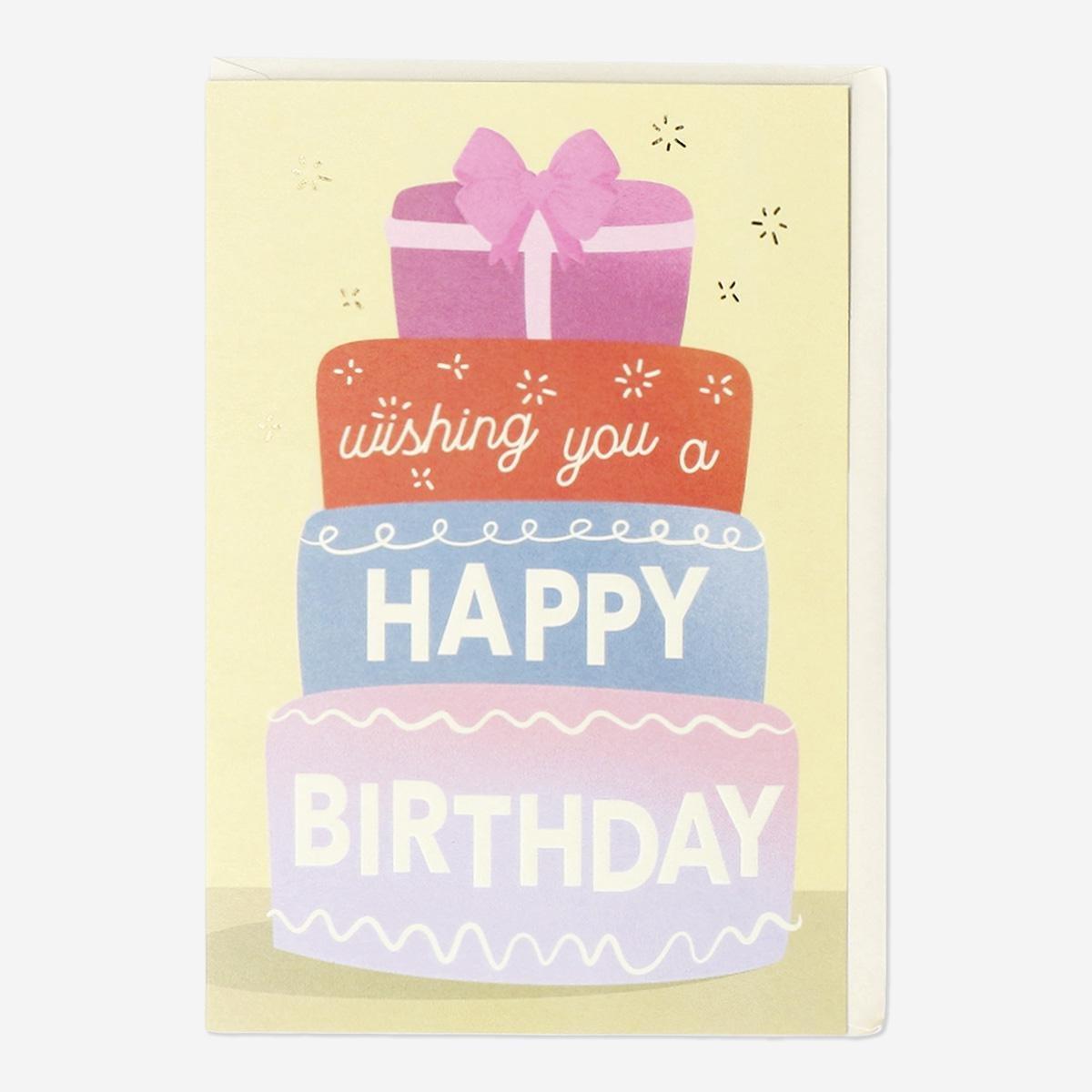 Multicolour Birthday Cake Card With Envelope