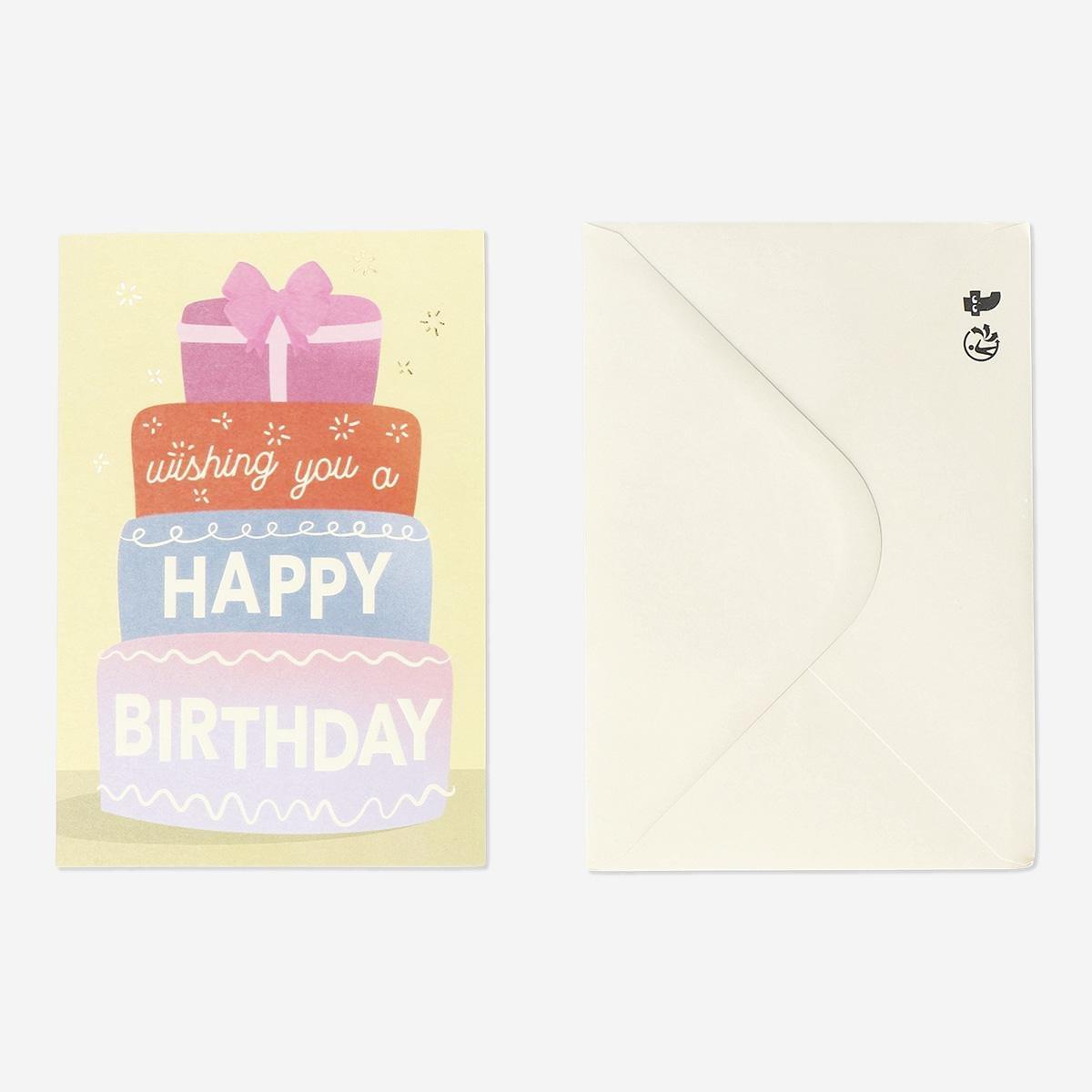 Multicolour Birthday Cake Card With Envelope