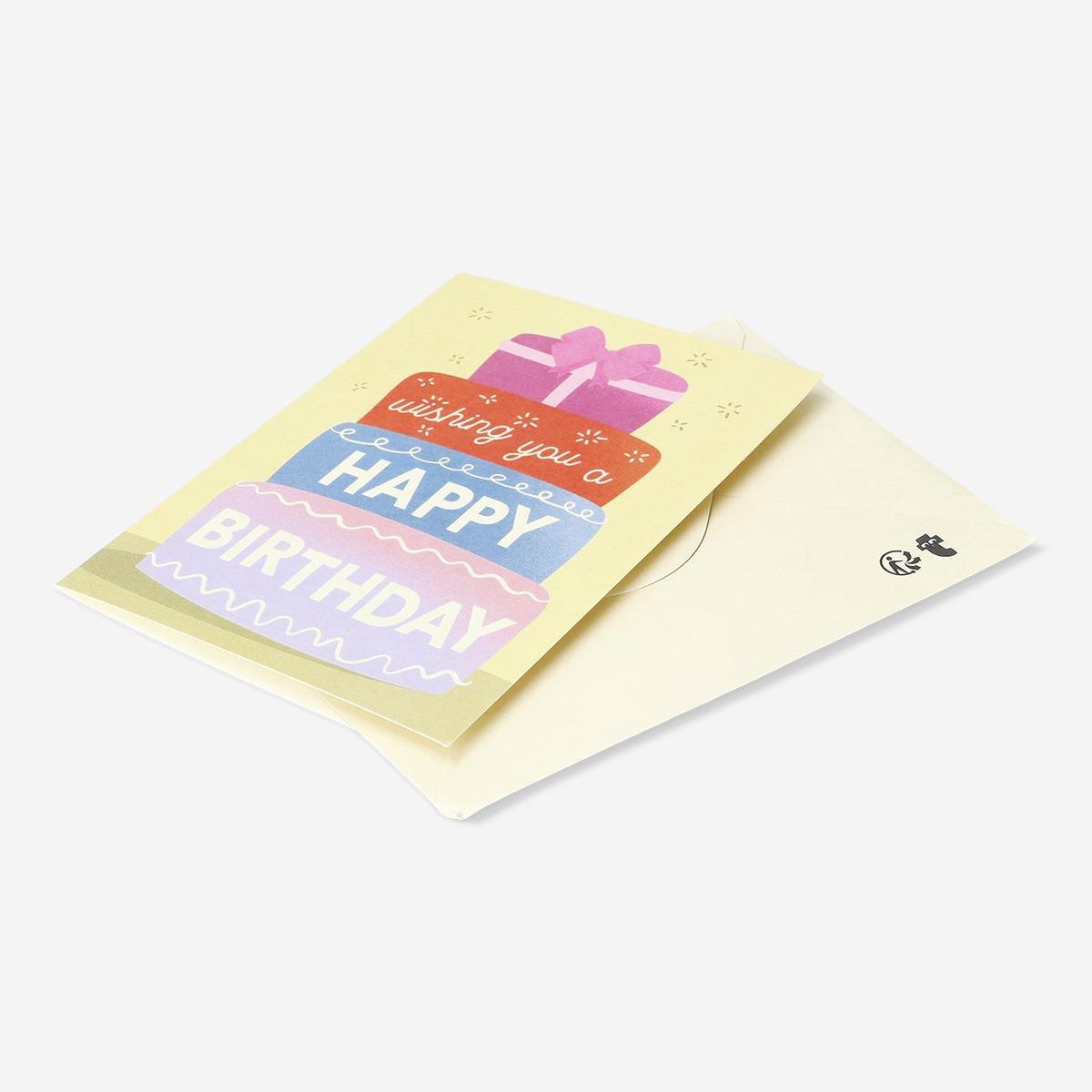 Multicolour Birthday Cake Card With Envelope