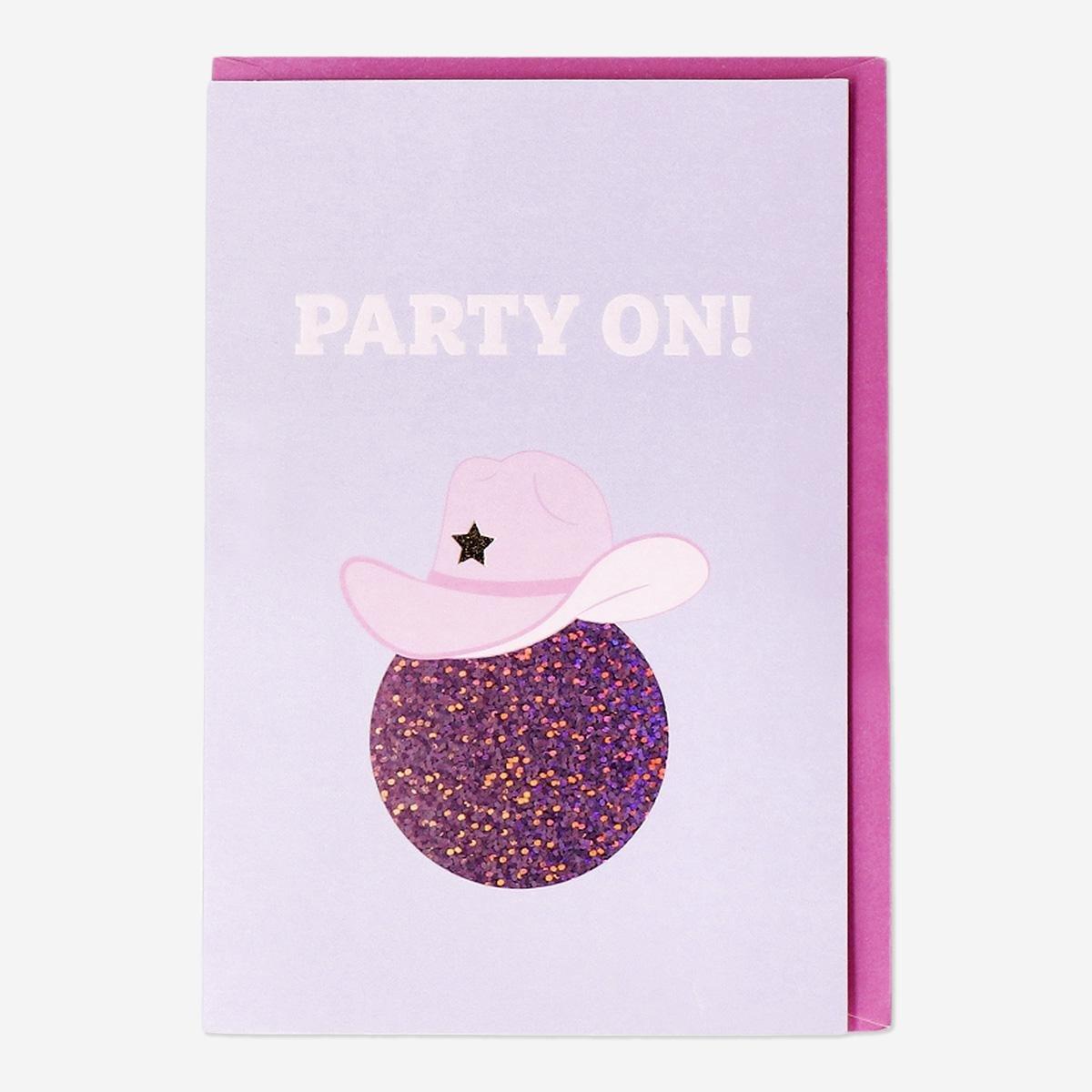Multicolour Celebration Card With Cowboy Hat
