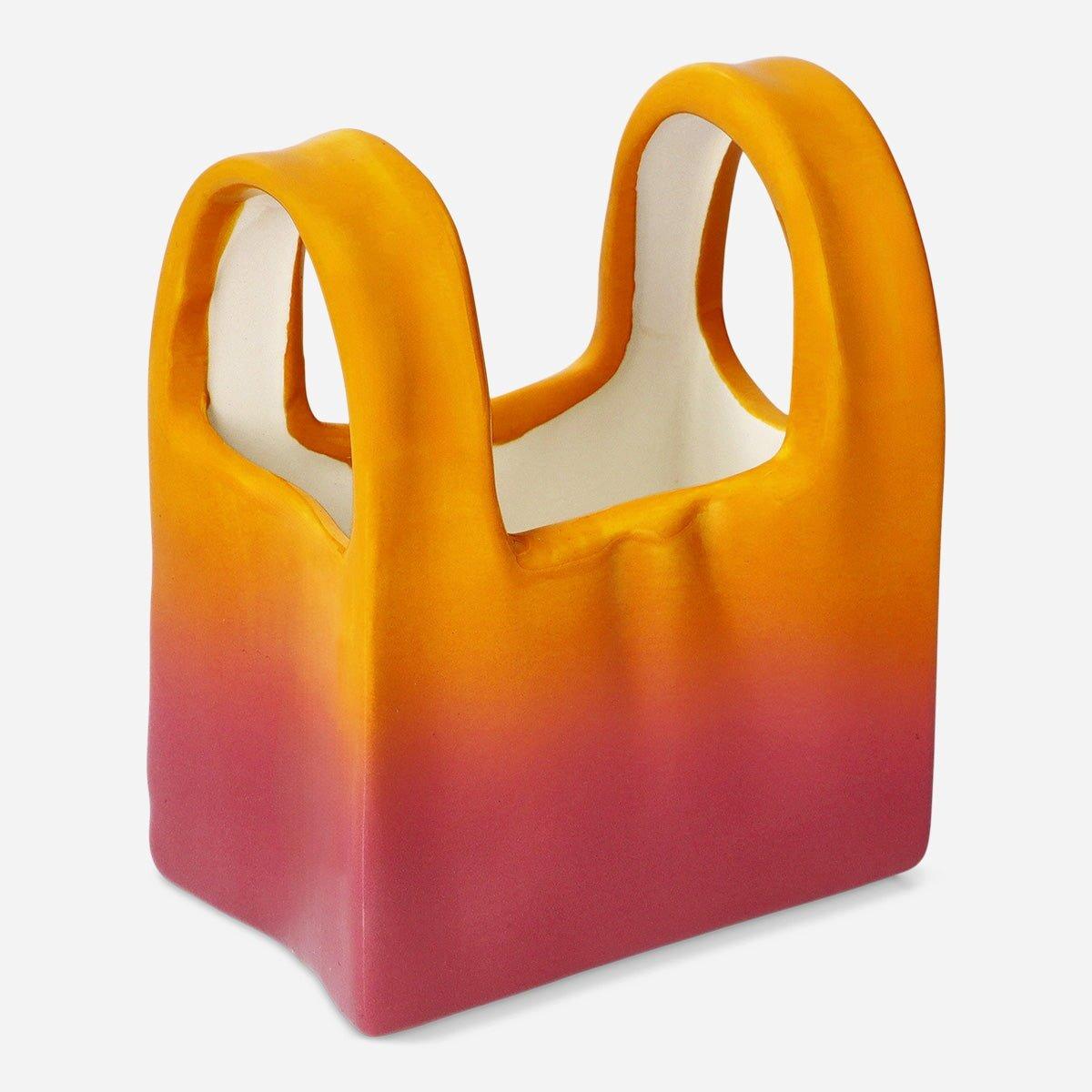 Orange Shopping Bag Shaped Vase