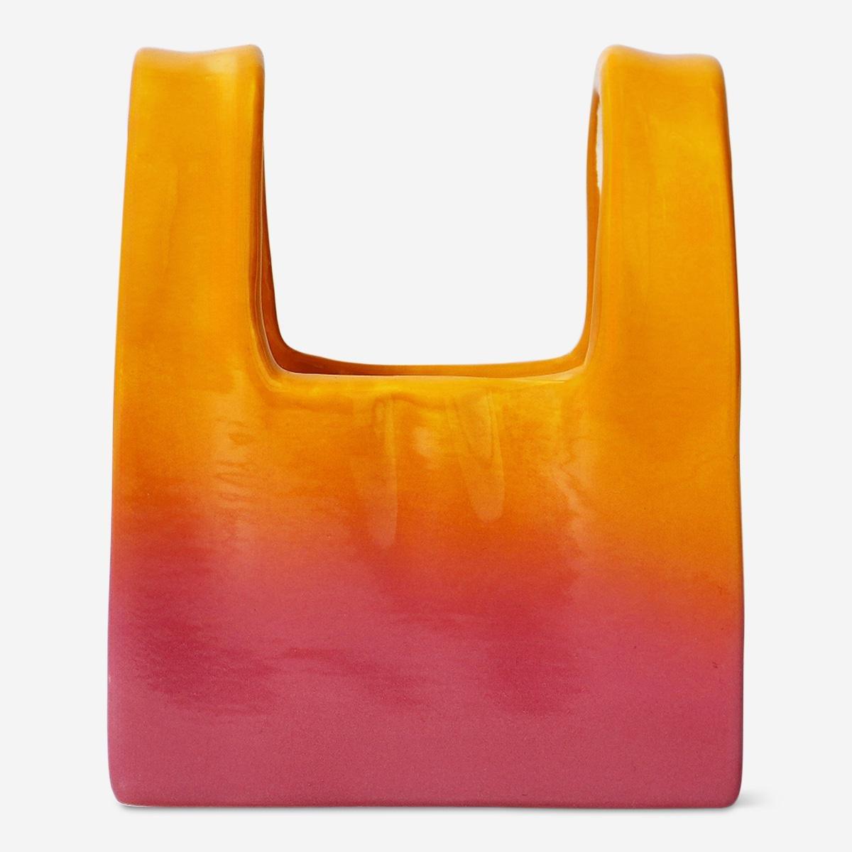 Orange Shopping Bag Shaped Vase