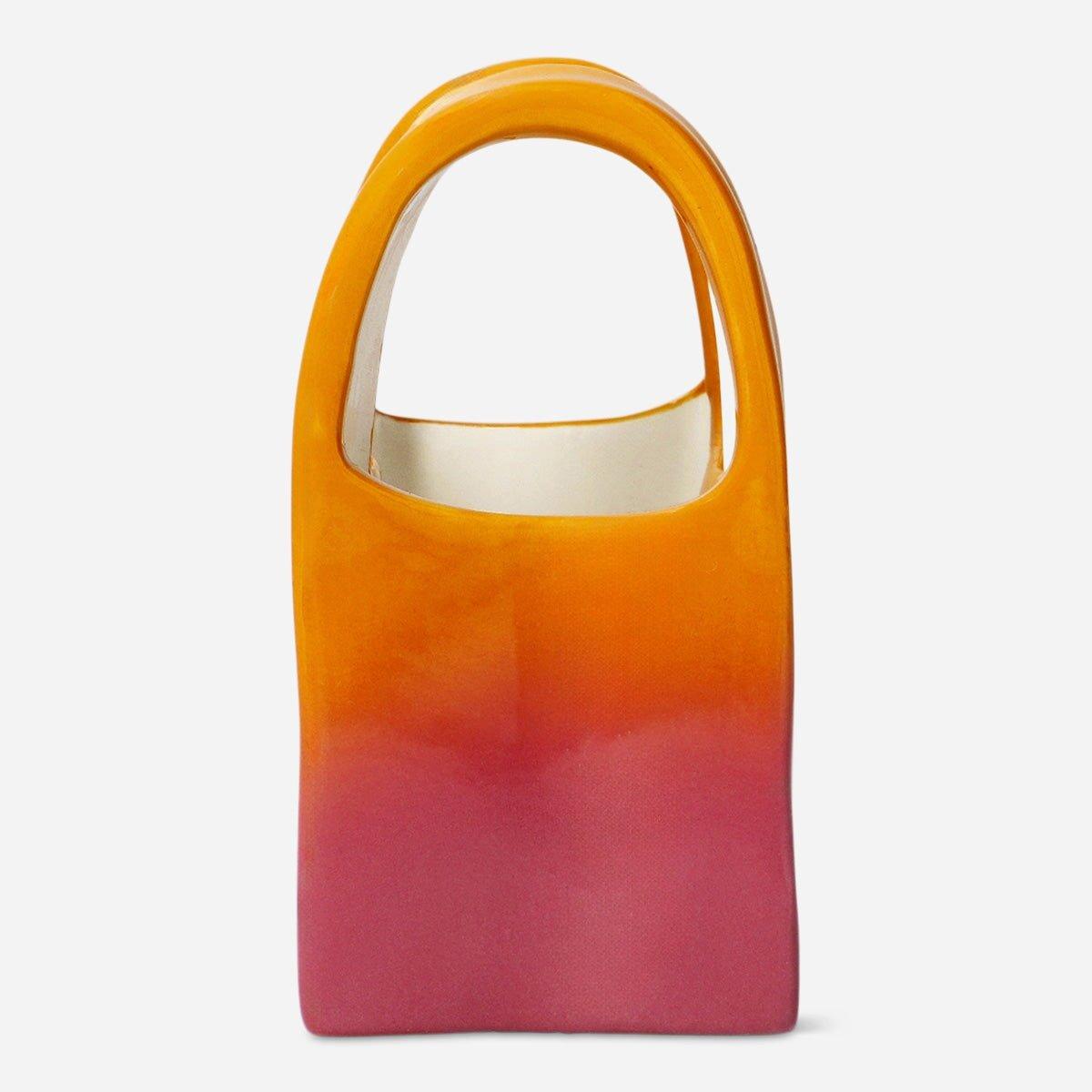 Orange Shopping Bag Shaped Vase