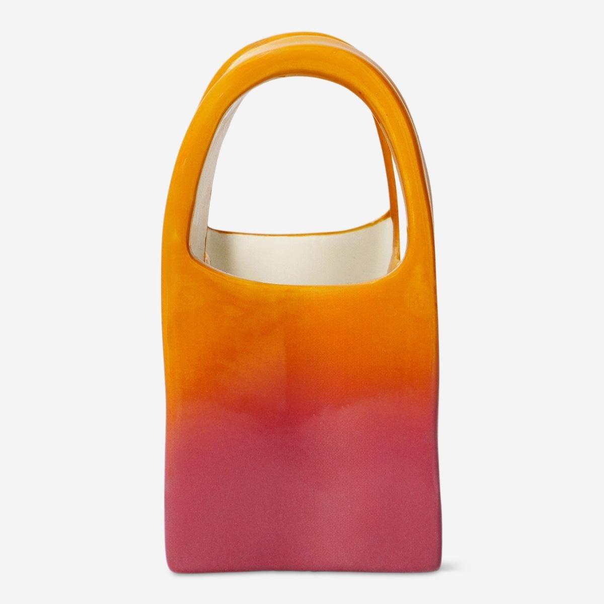 Orange Shopping Bag Shaped Vase