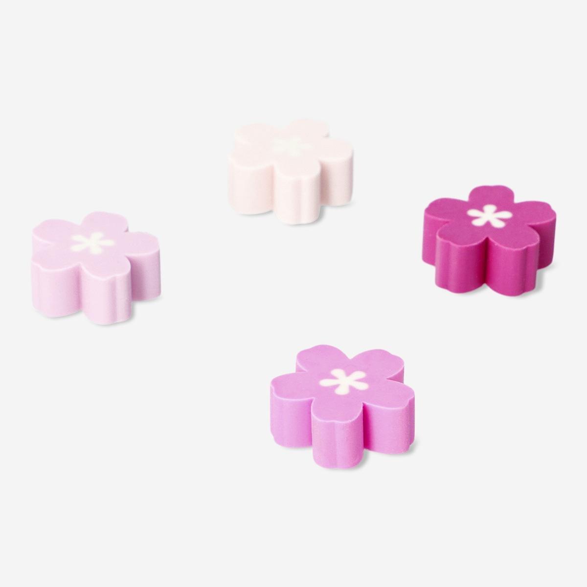 Pink Cherry Blossom Erasers - 4 Pcs