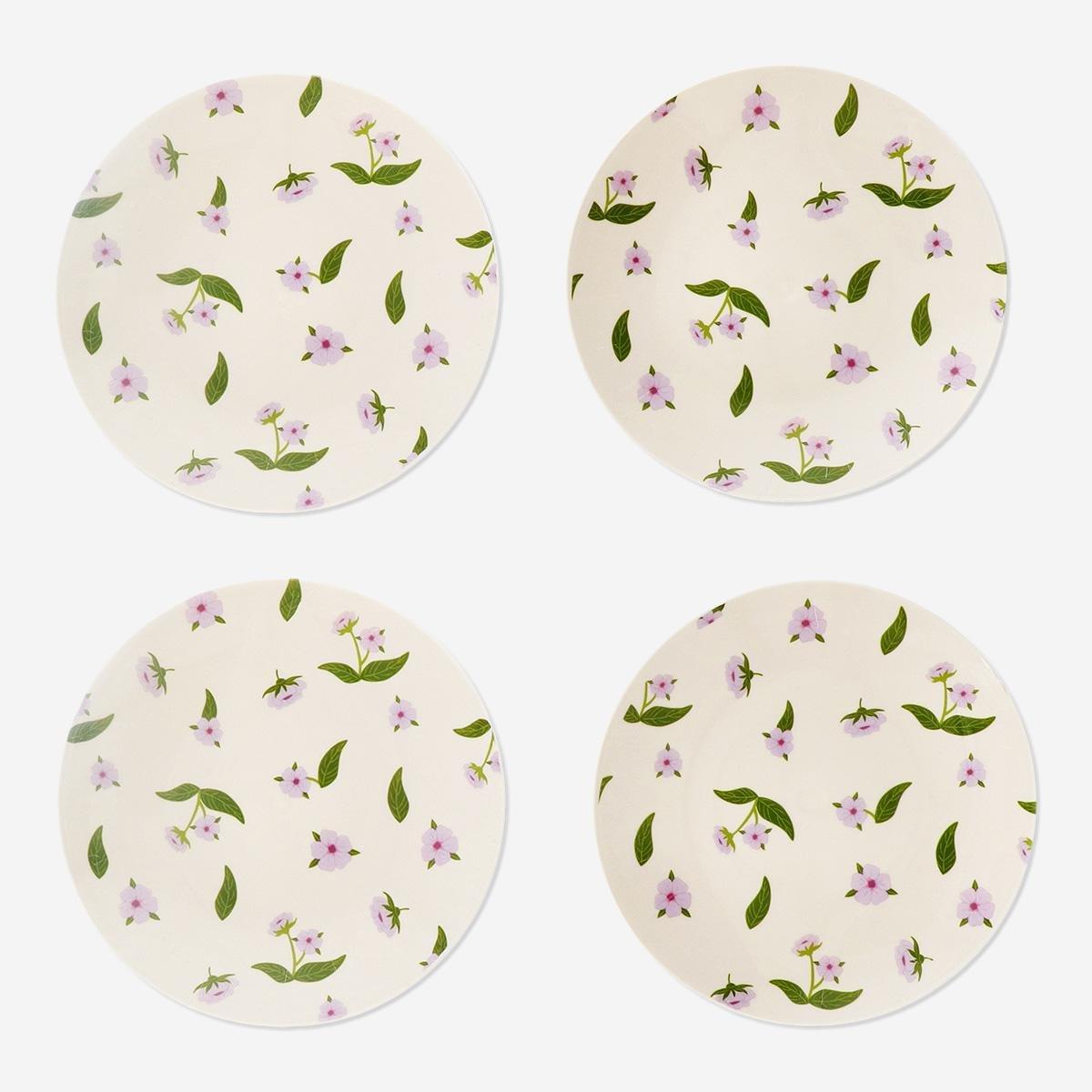 Multicolour Cherry Blossoms Reusable Plates - 4 Pcs