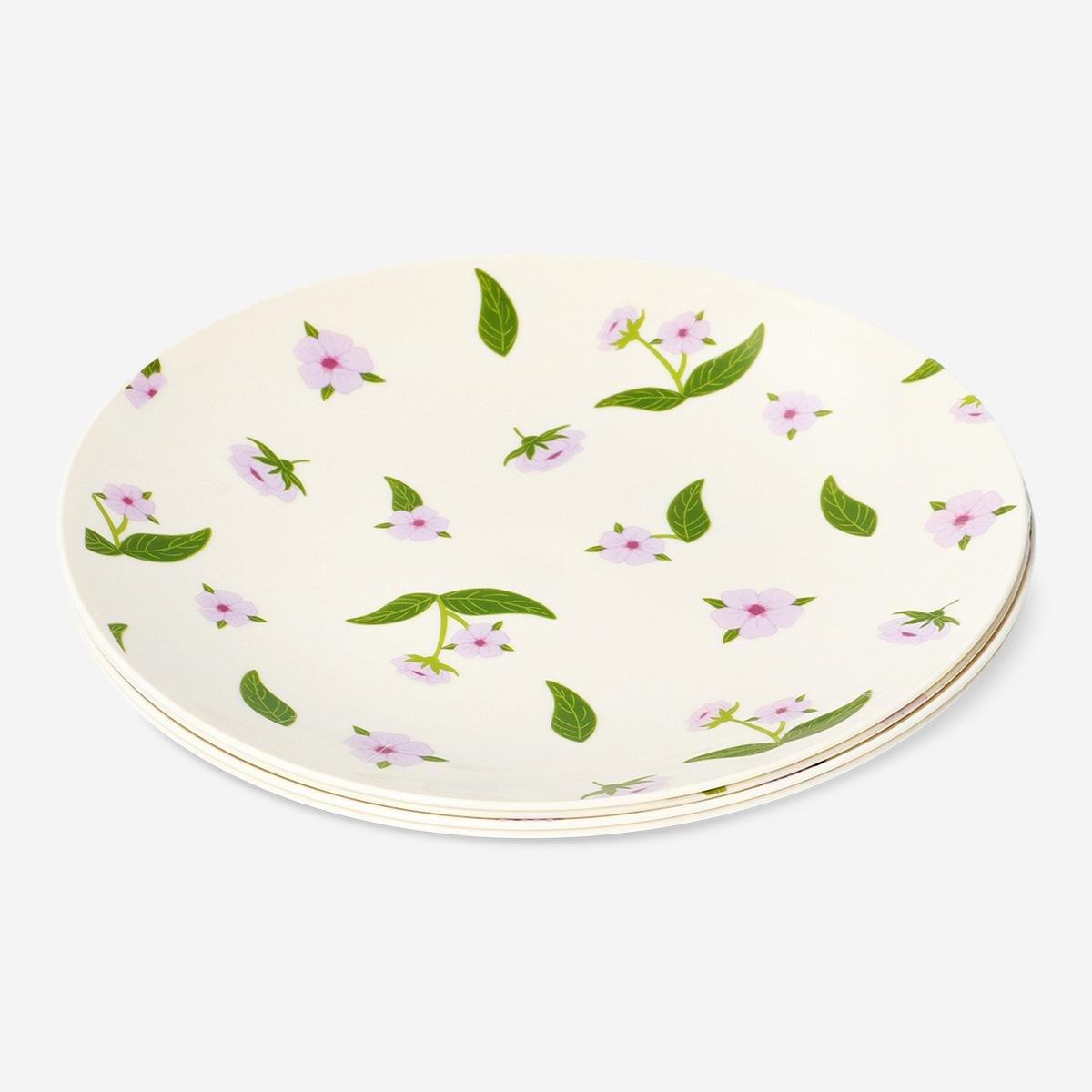 Multicolour Cherry Blossoms Reusable Plates - 4 Pcs