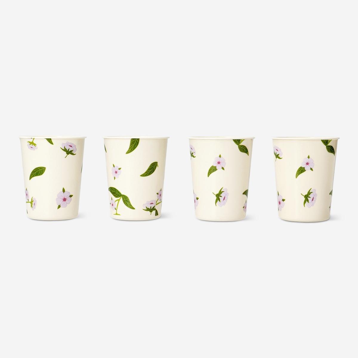 Multicolour Cherry Blossoms Reusable Cups - 4 Pcs