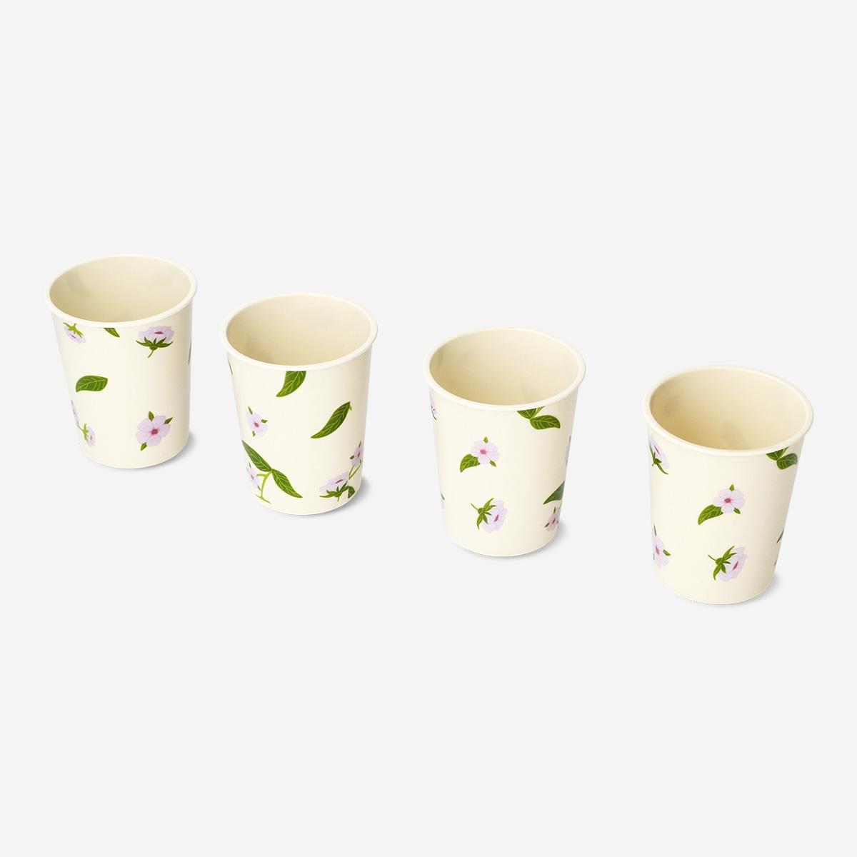 Multicolour Cherry Blossoms Reusable Cups - 4 Pcs