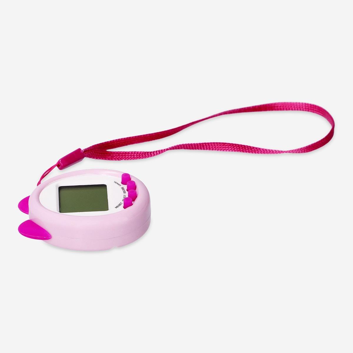 Pink Key Ring With Digital Pet